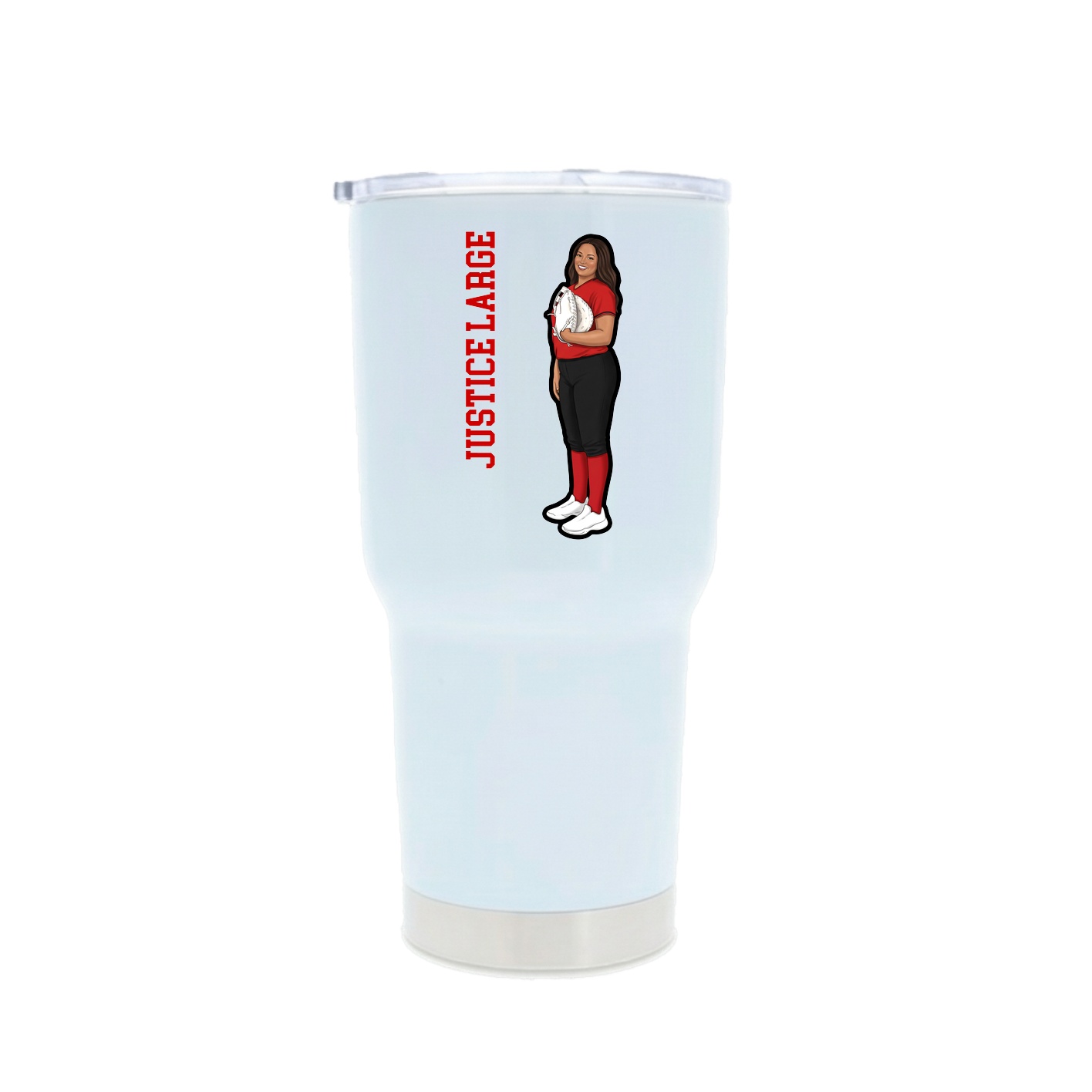 30oz Stainless Steel Tumbler — Name Vertical in White