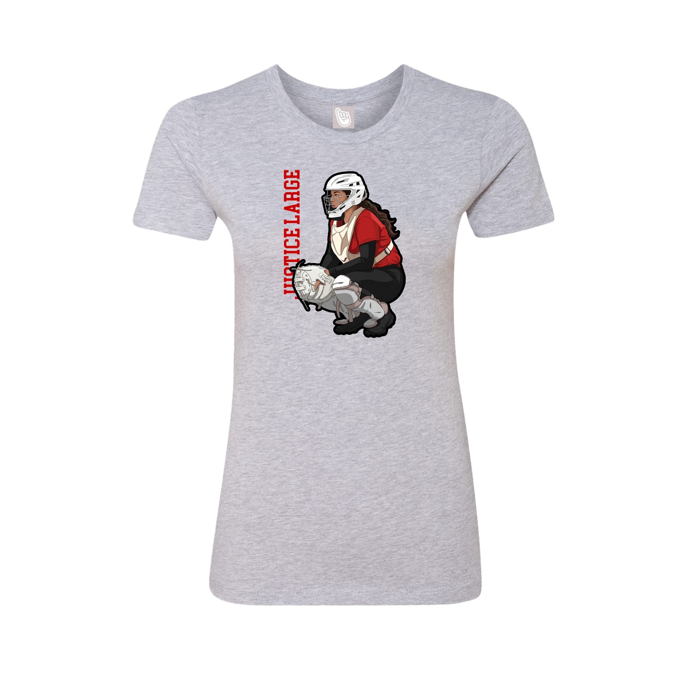 Womens Tee — Name Vertical in Grey