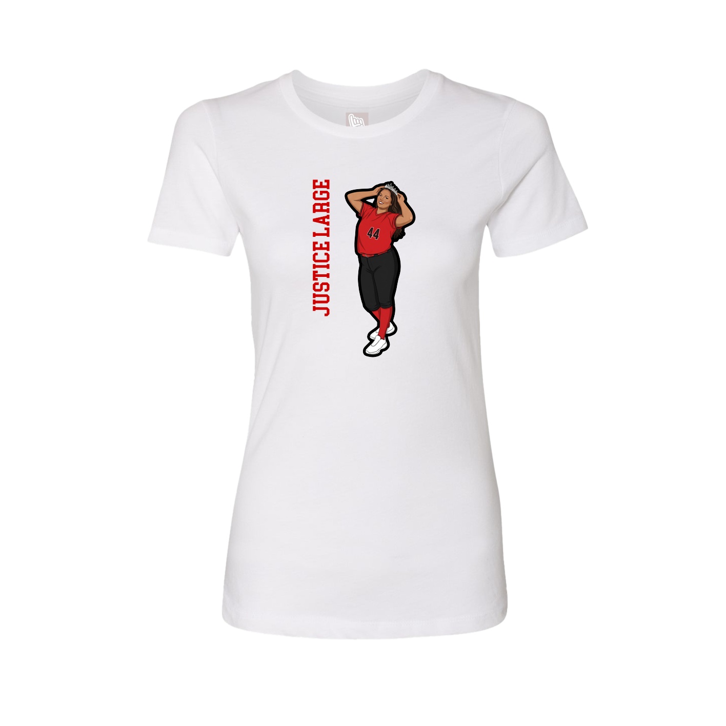 Womens Tee — Name Vertical in White