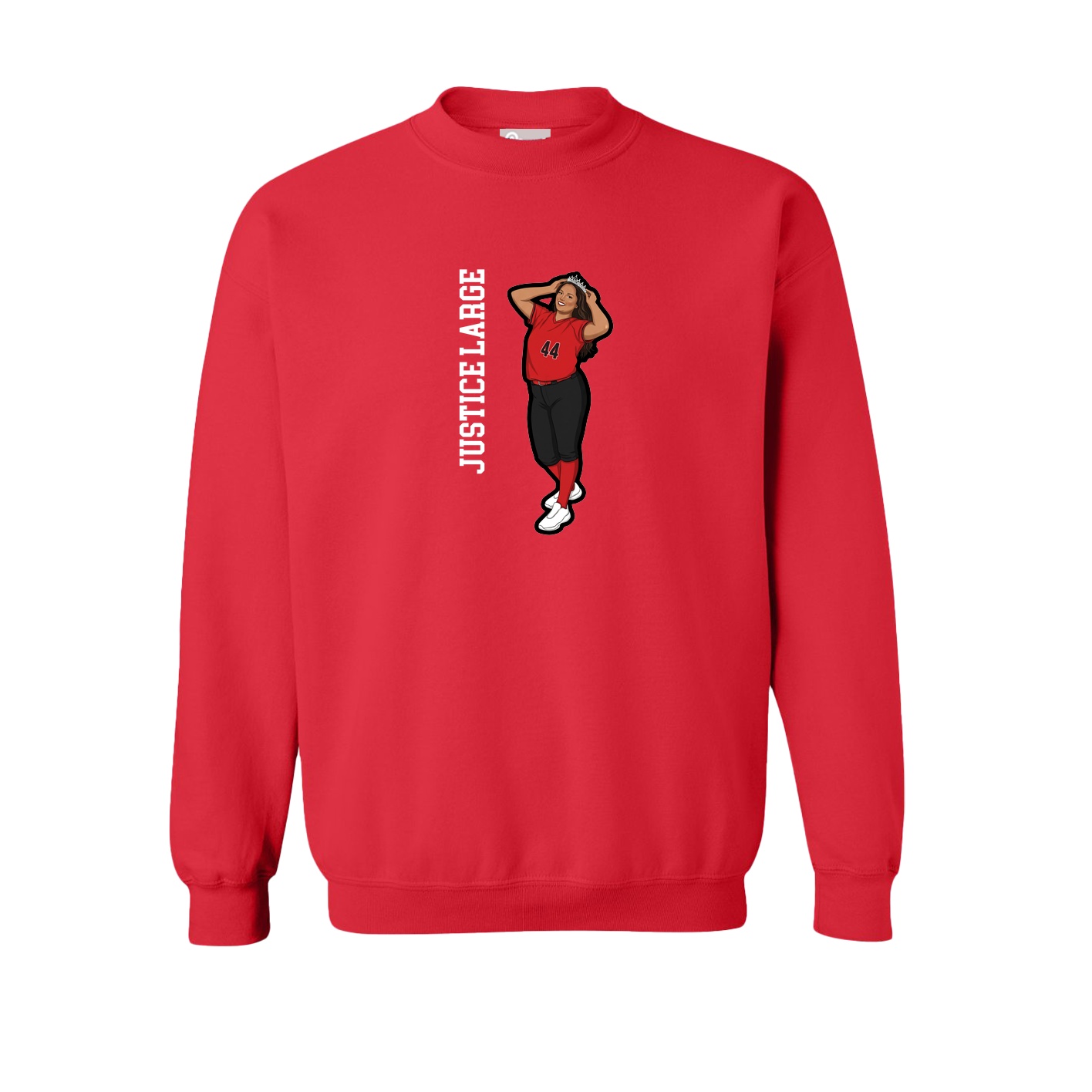 Fleece Crew — Name Vertical in Red