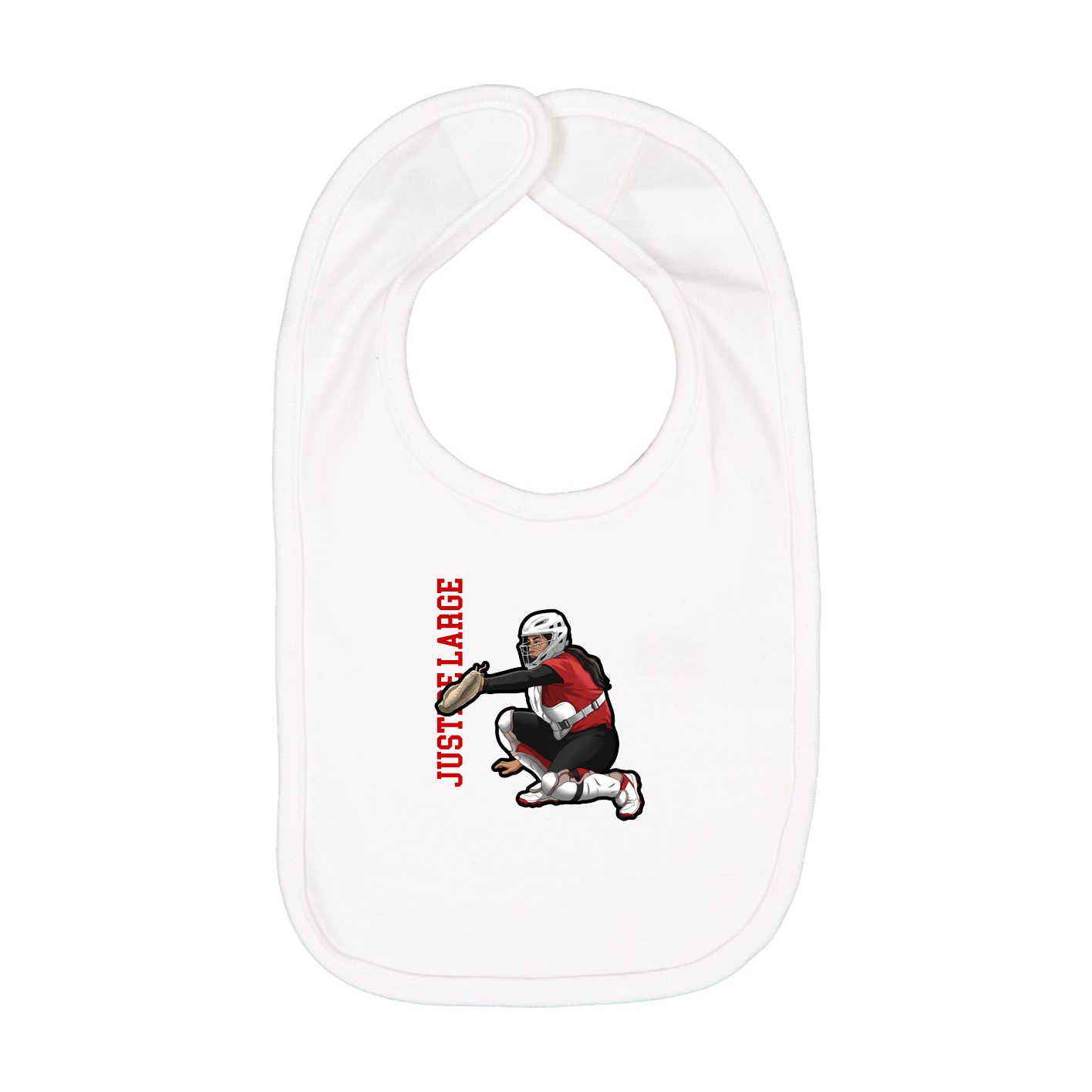 Infant Bib — Name Vertical in White