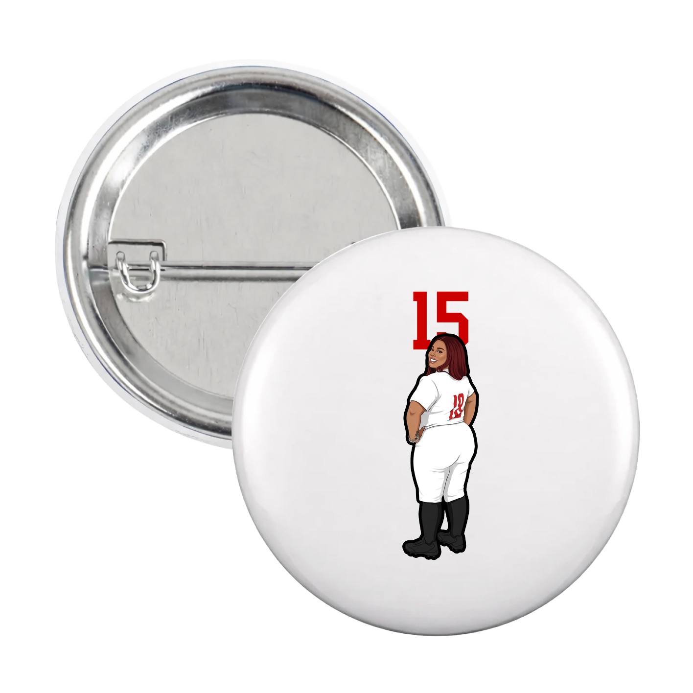Game Day Button — Number Top in White