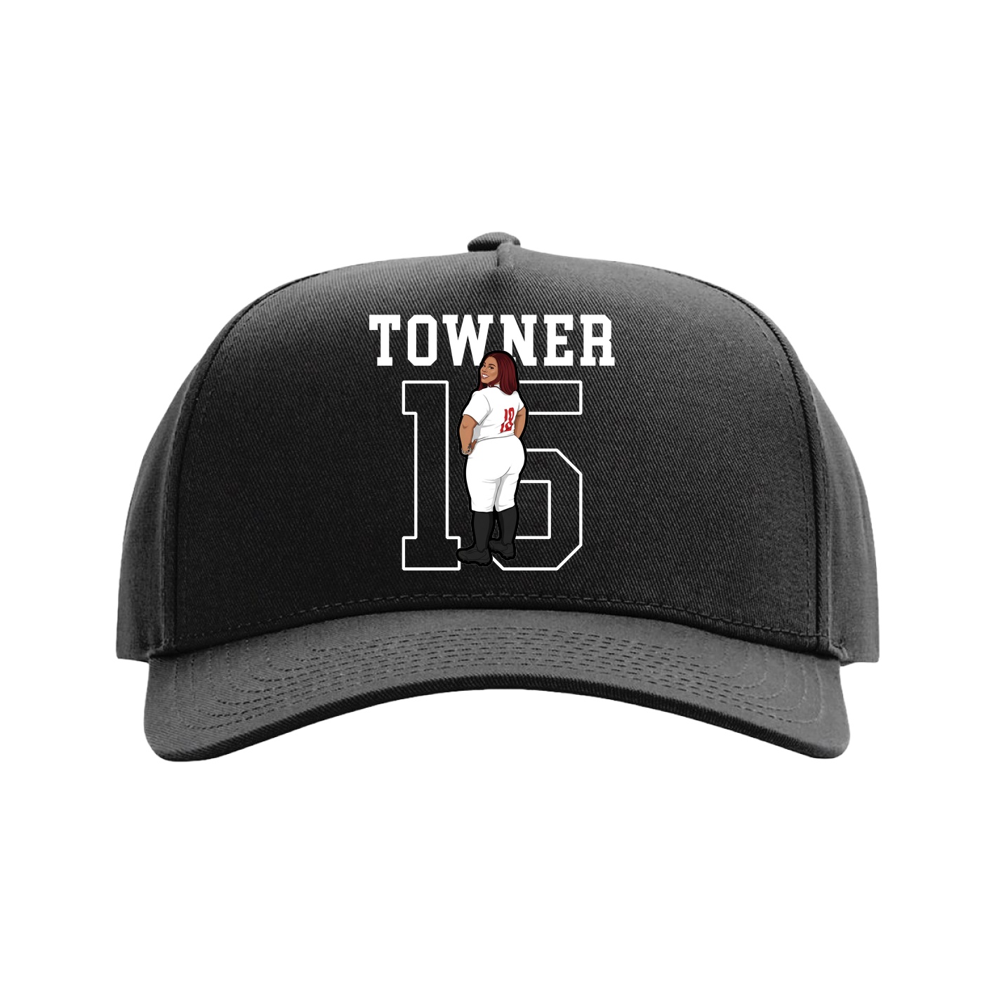 Full Fabric Five-Panel Champ Cap — Shirsey in Black