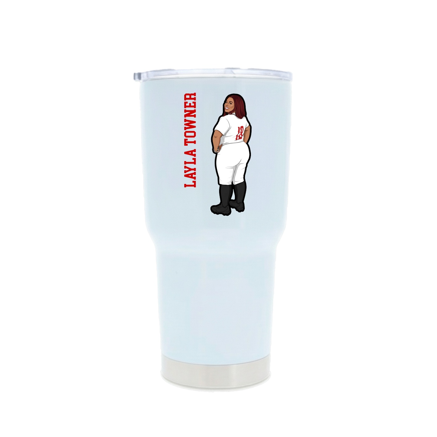 30oz Stainless Steel Tumbler — Name Vertical in White