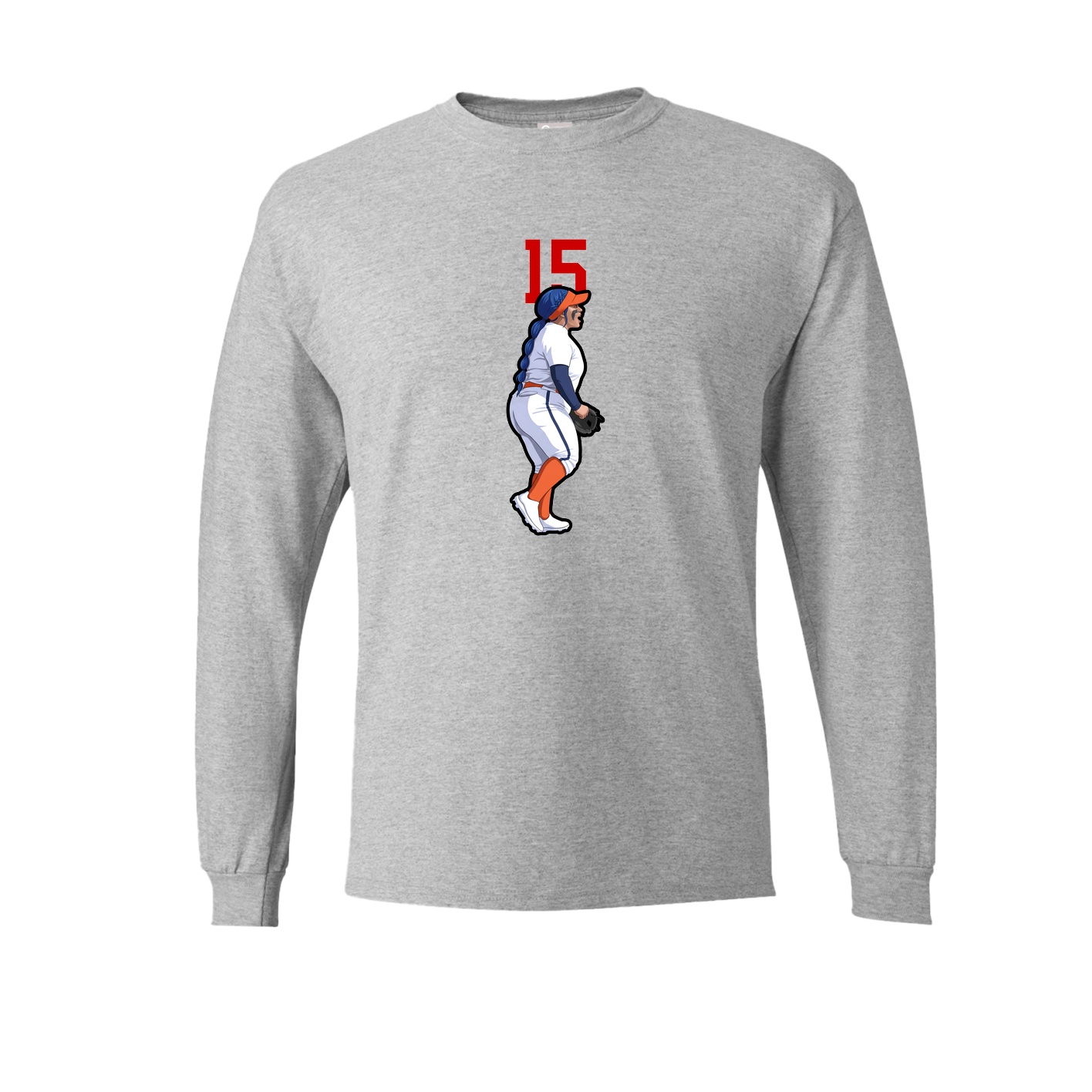 Long Sleeve Tee — Number Top in Grey
