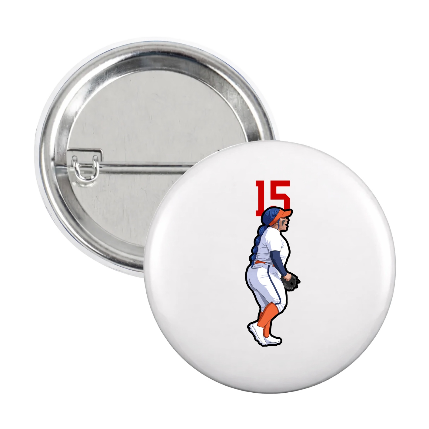 Game Day Button — Number Top in White