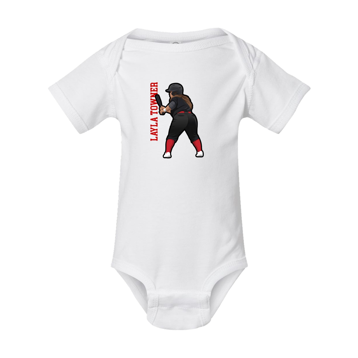 Baby Onesie — Name Vertical in White