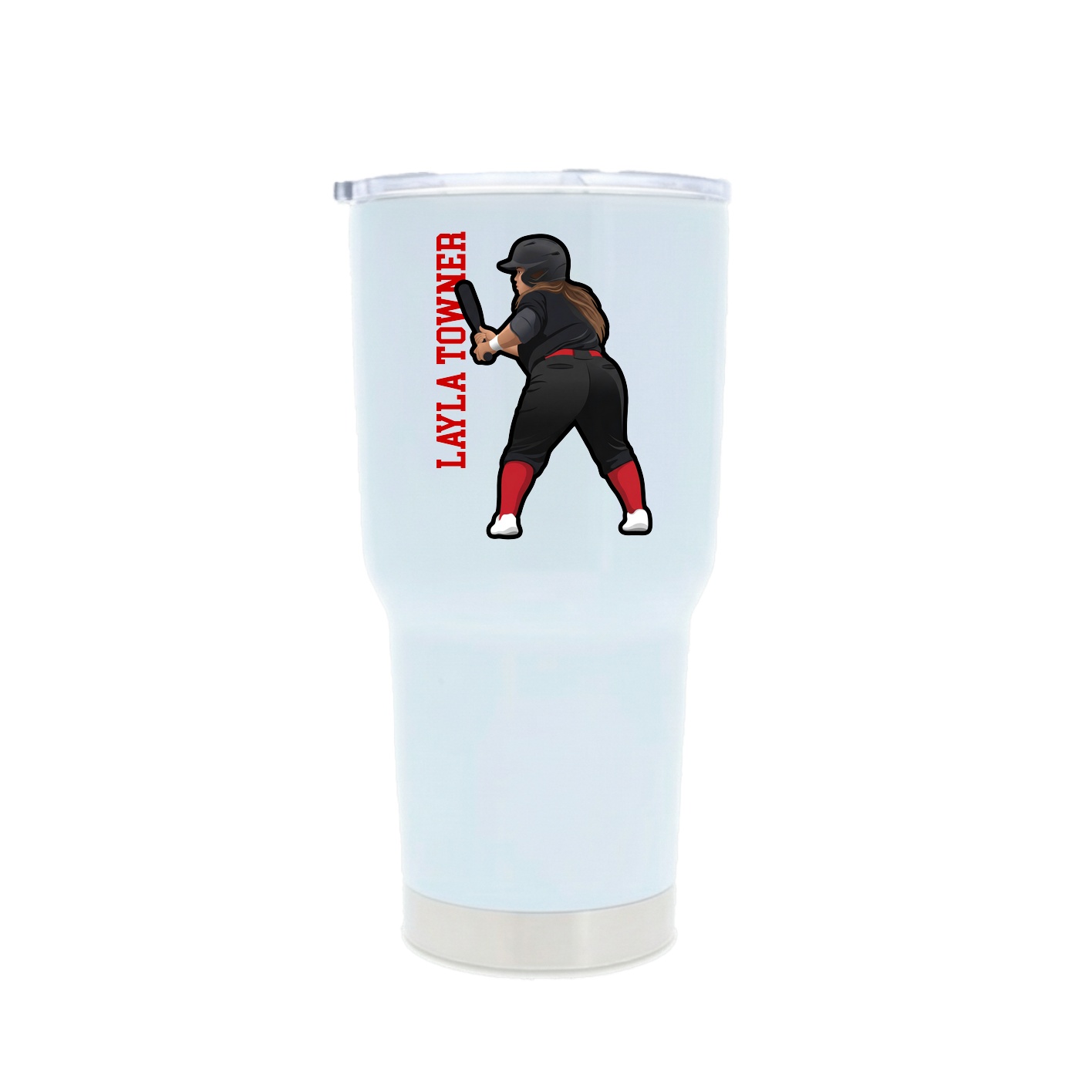 30oz Stainless Steel Tumbler — Name Vertical in White