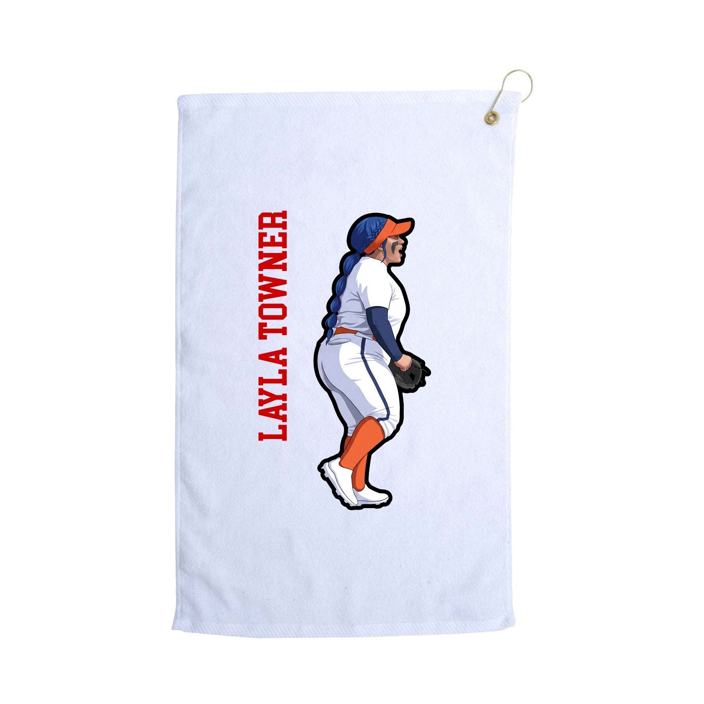 Golf Towel — Name Vertical in White