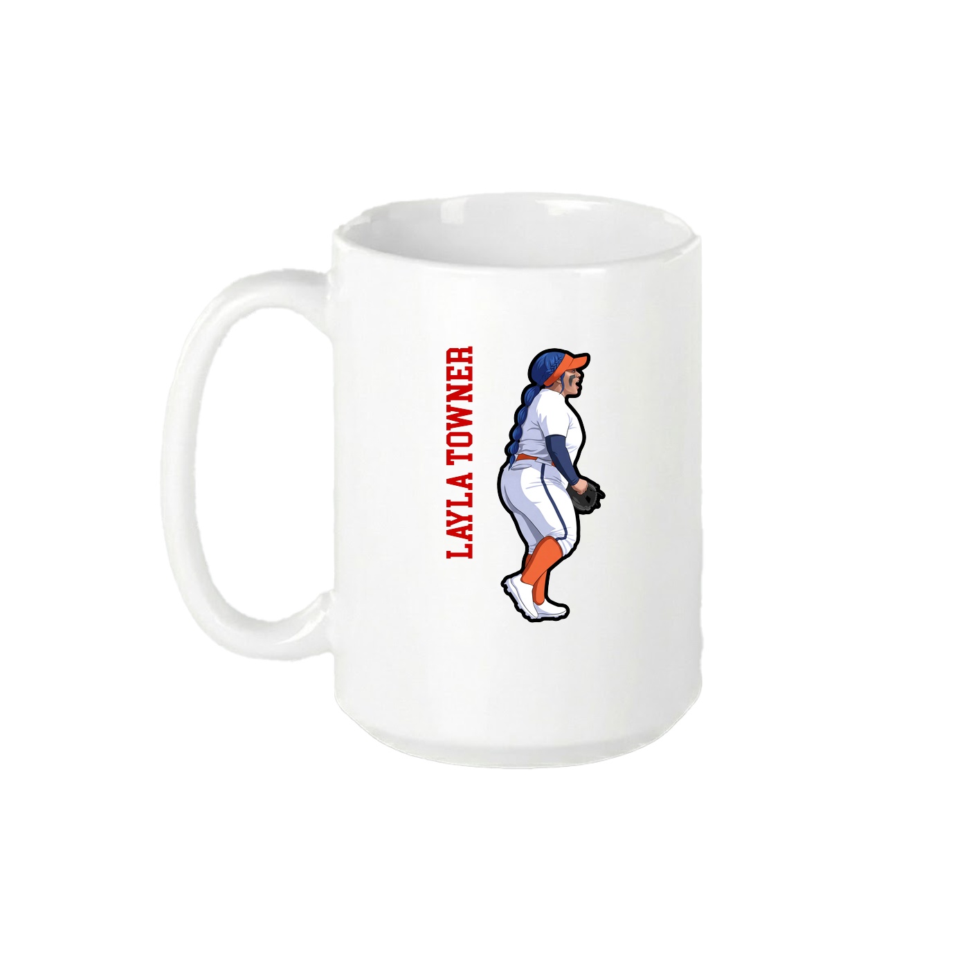 15oz Coffee Mug — Name Vertical in White