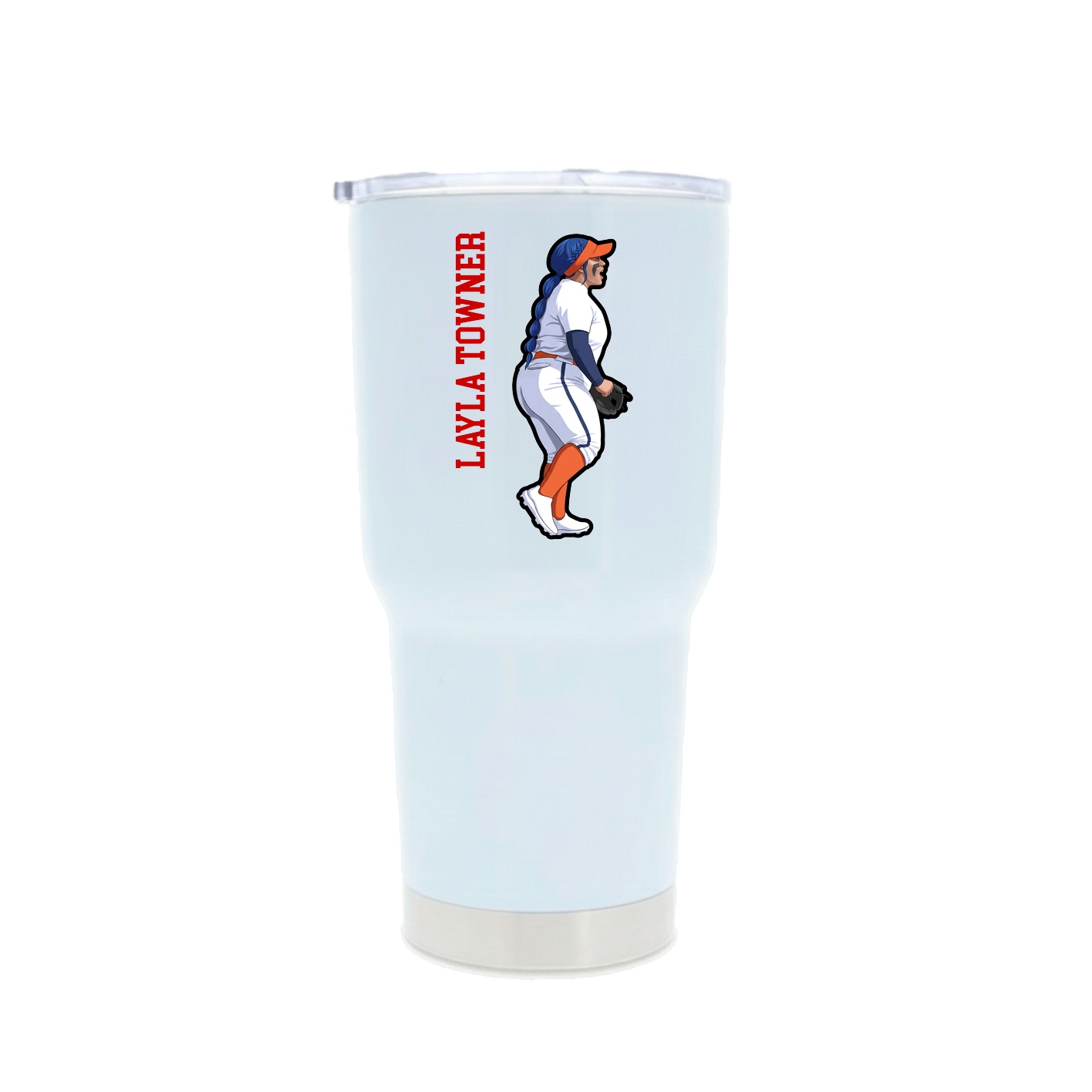 30oz Stainless Steel Tumbler — Name Vertical in White