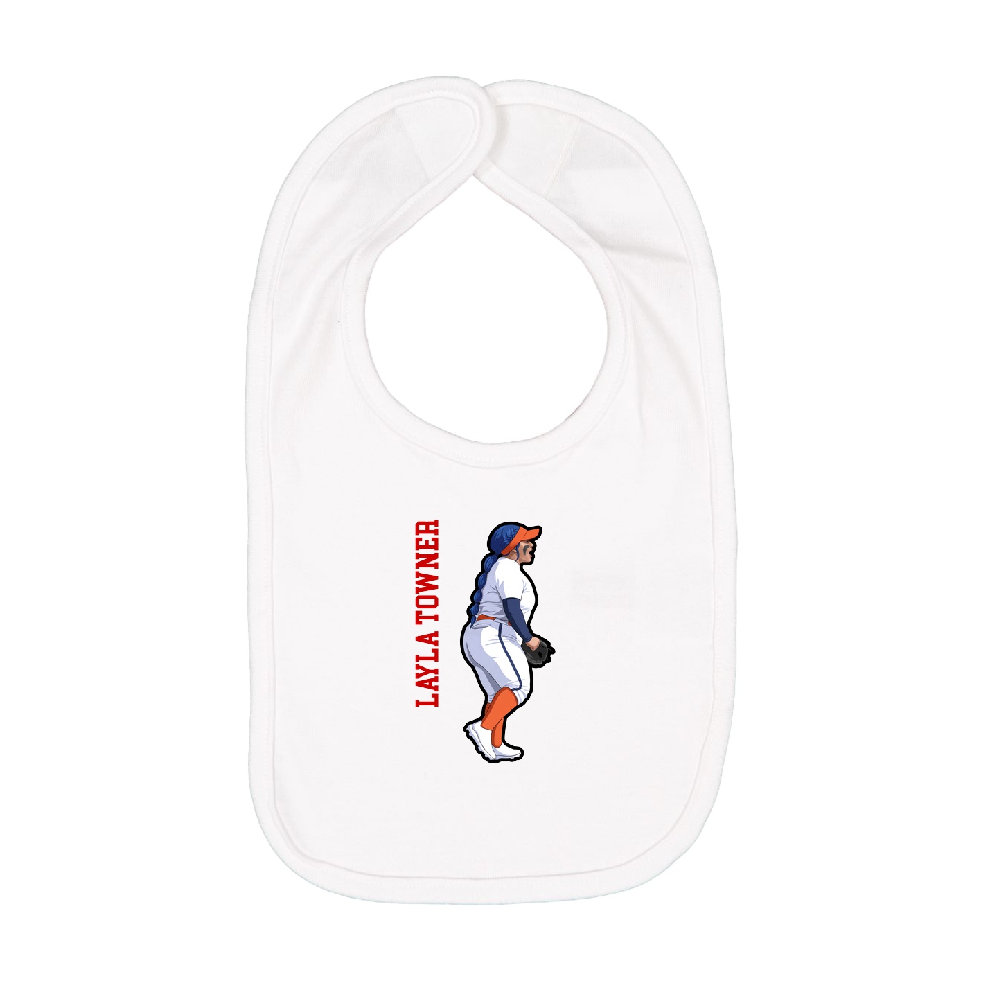 Infant Bib — Name Vertical in White