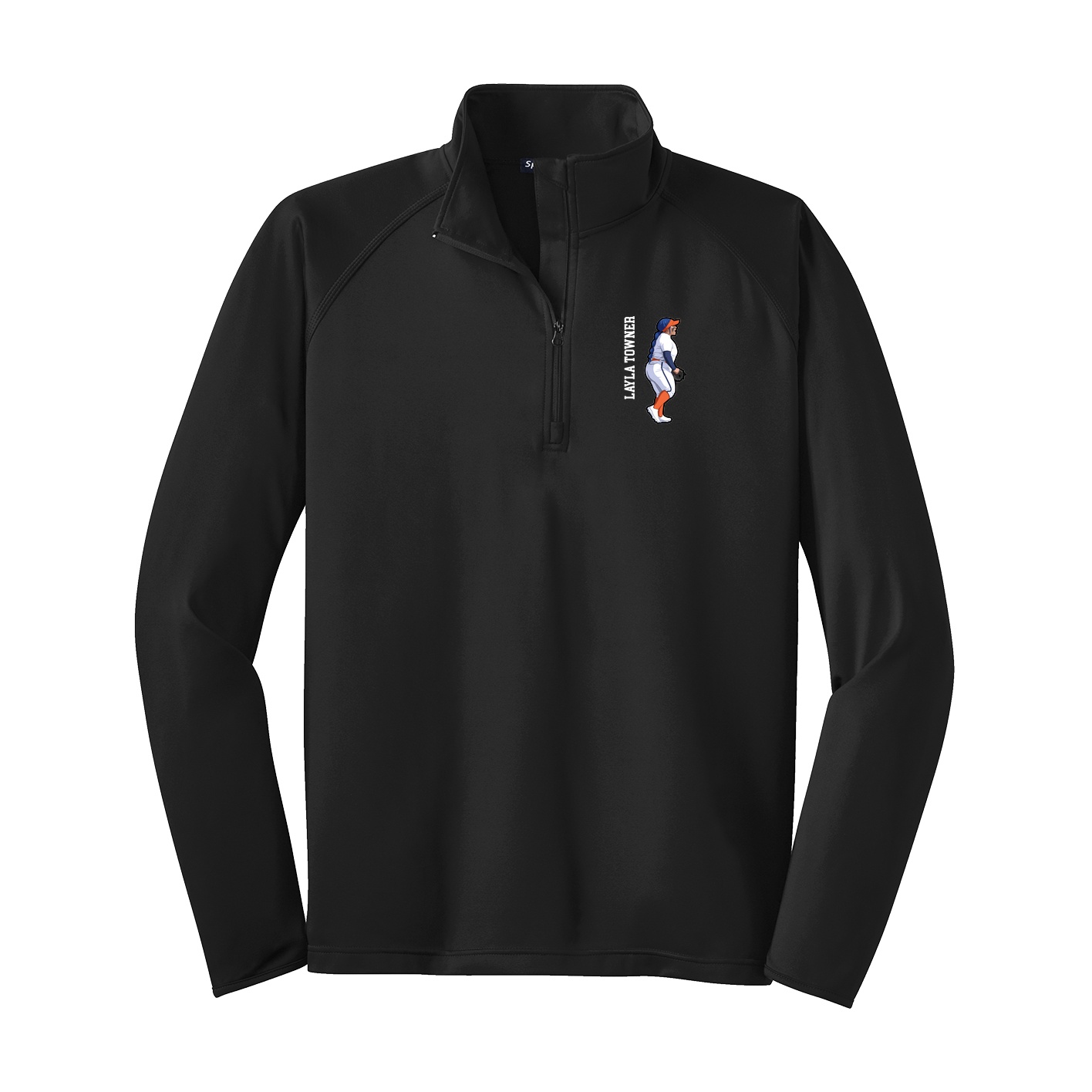 Q-Zip Pullover — Name Vertical in Black