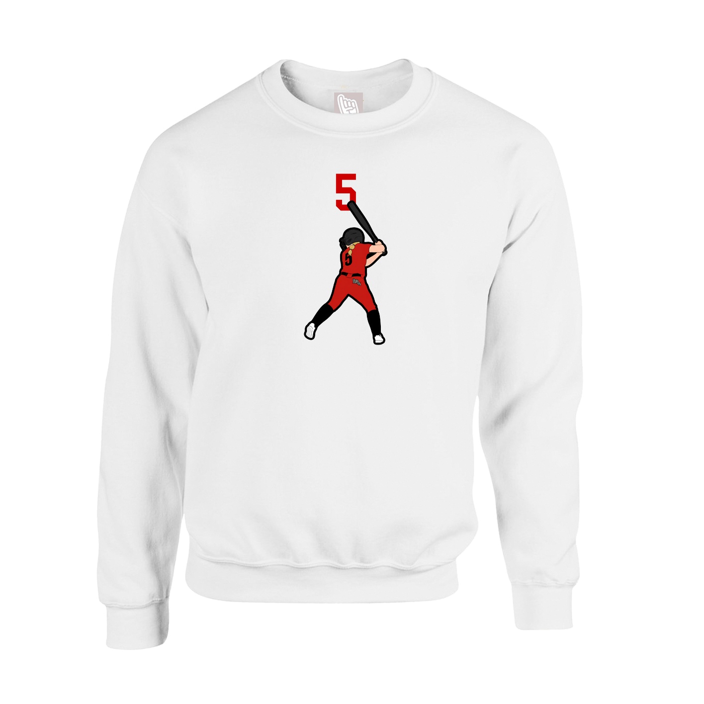 Fleece Crew — Number Top in White