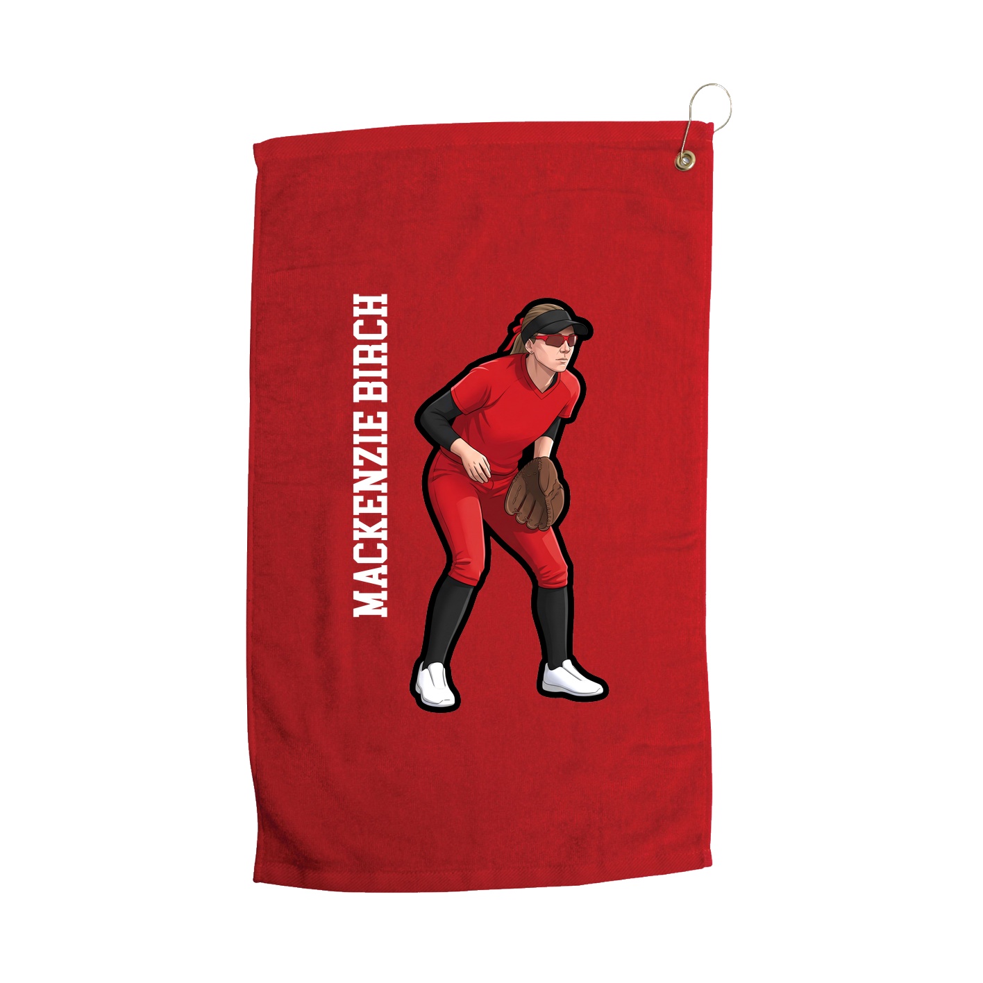 Golf Towel — Name Vertical in Red