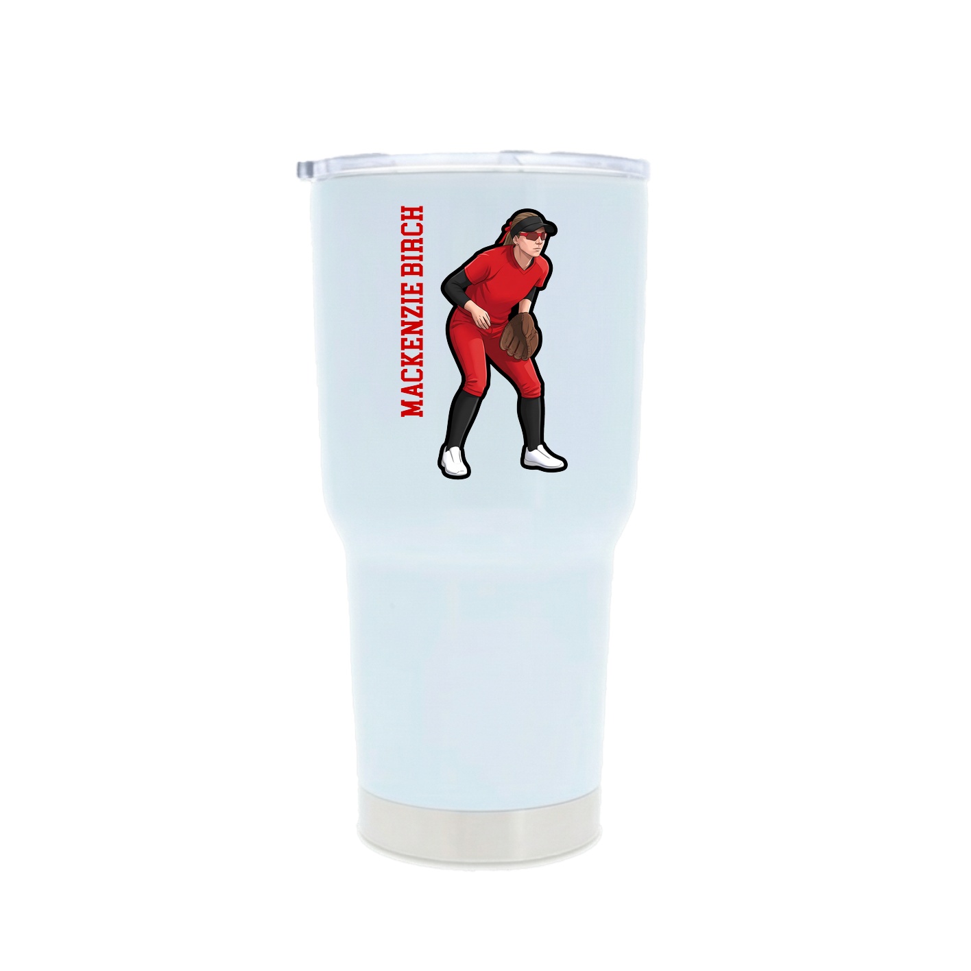 30oz Stainless Steel Tumbler — Name Vertical in White