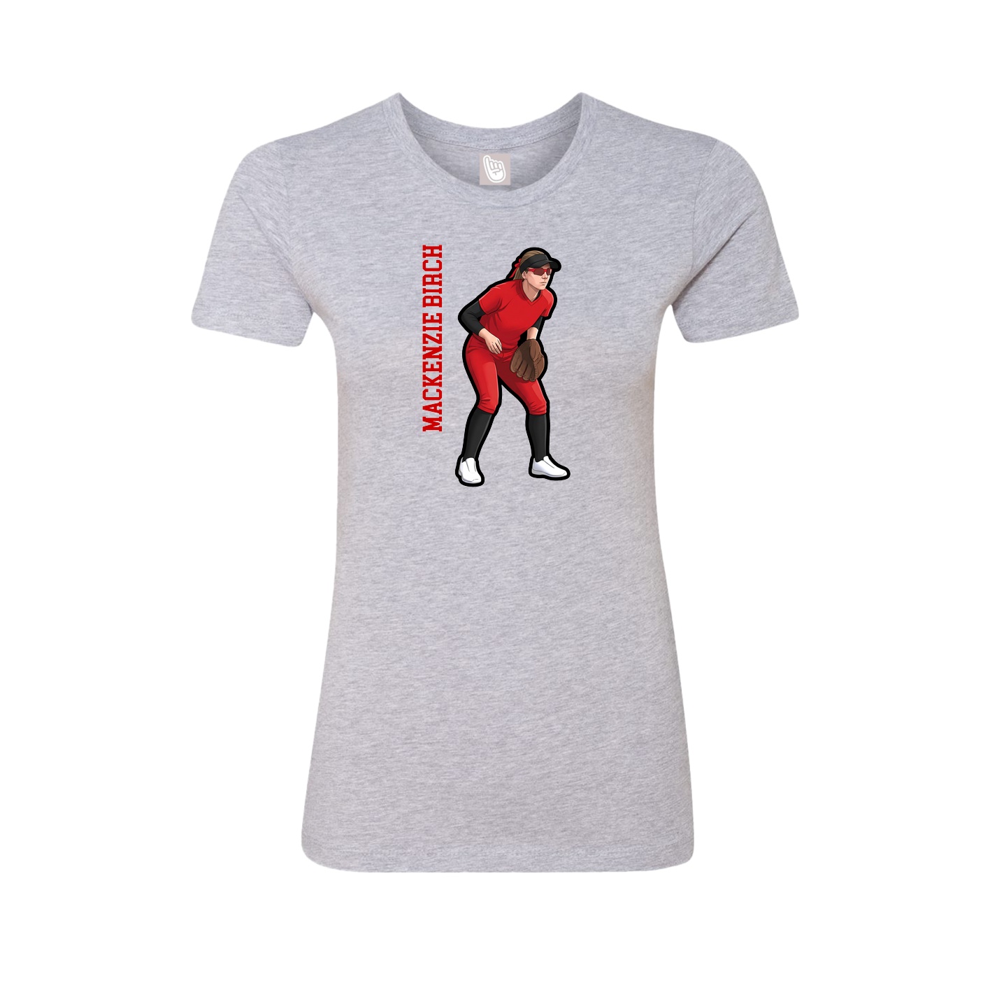 Fitted Women's Tee — Name Vertical in Grey