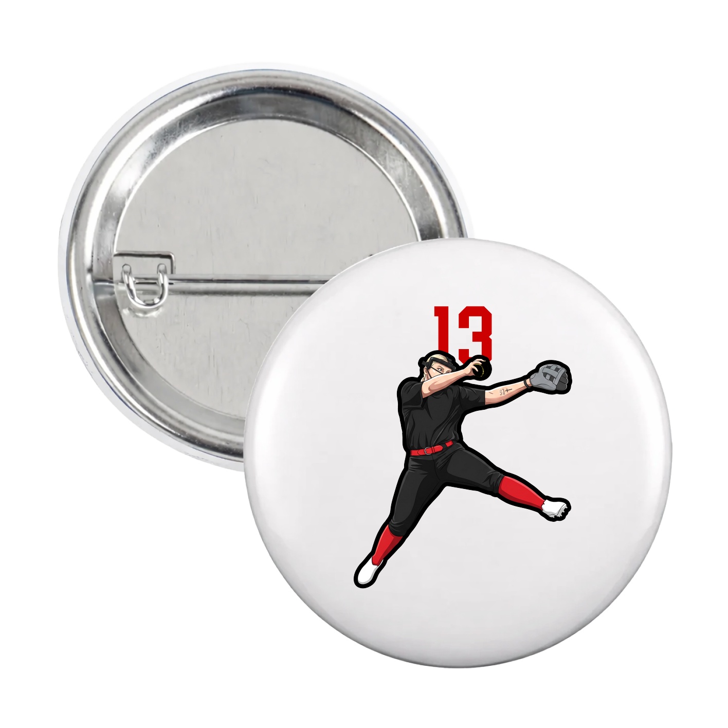 Game Day Button — Number Top in White