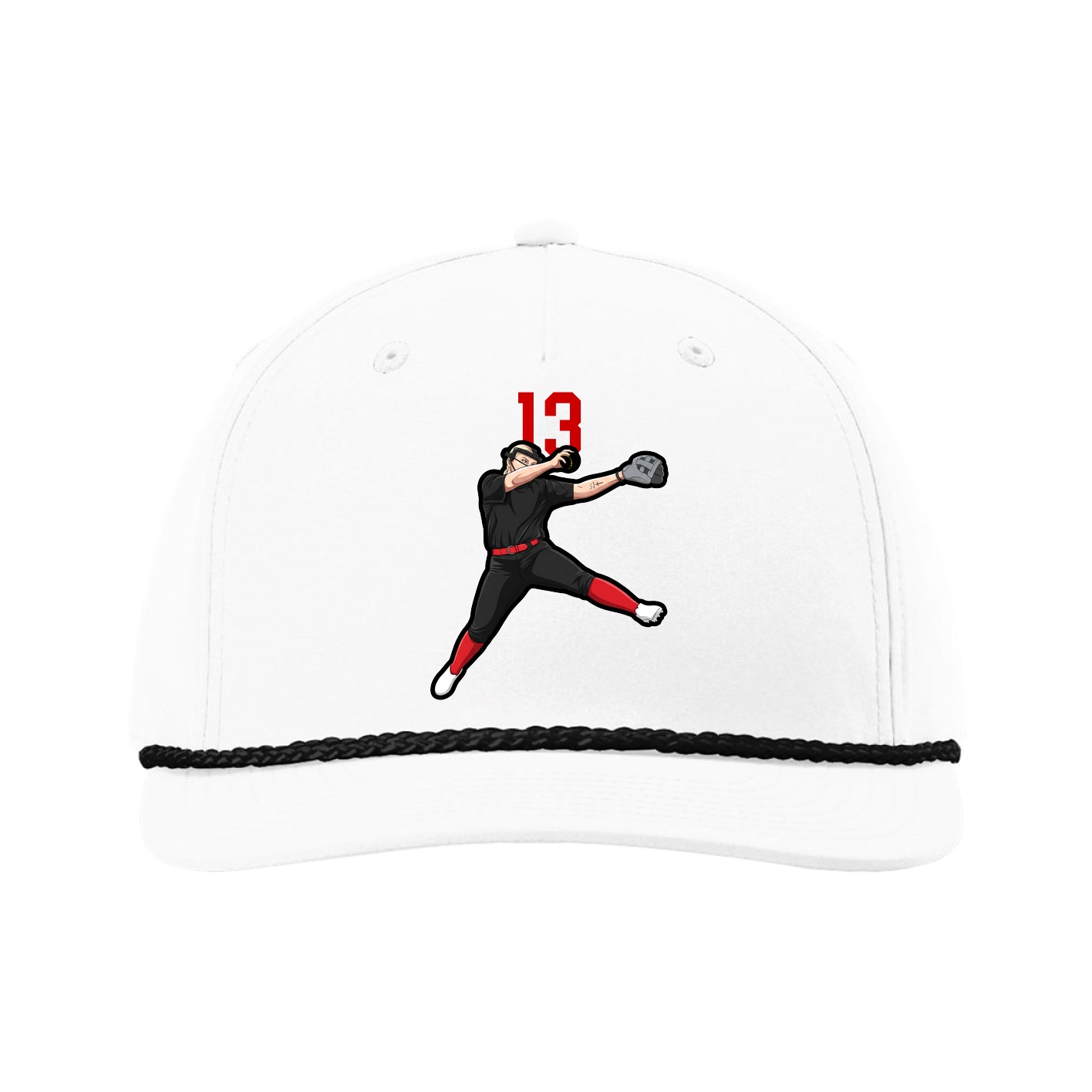 Five-Panel Classic Rope Cap — Number Top in White