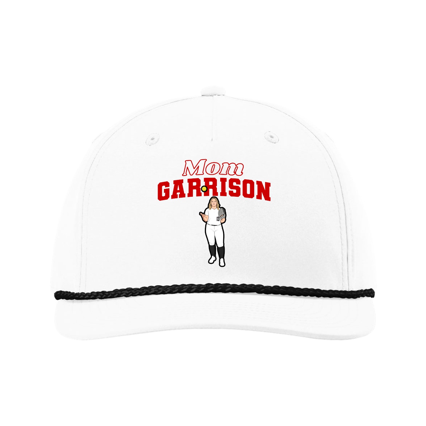 Five-Panel Classic Rope Cap — Mothers Day Block in White