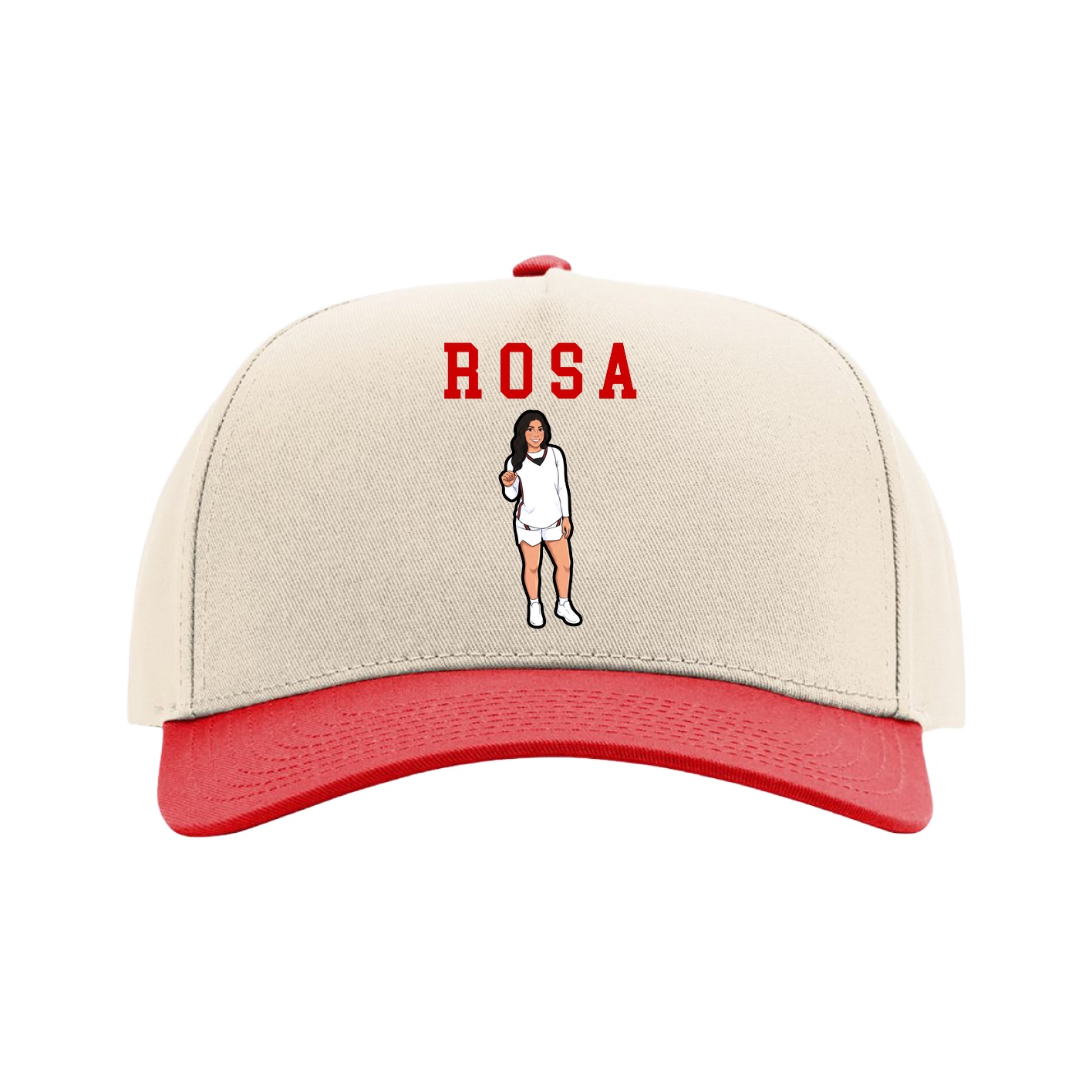 Full Fabric Five-Panel Champ Cap — Shirsey in Cream/Red