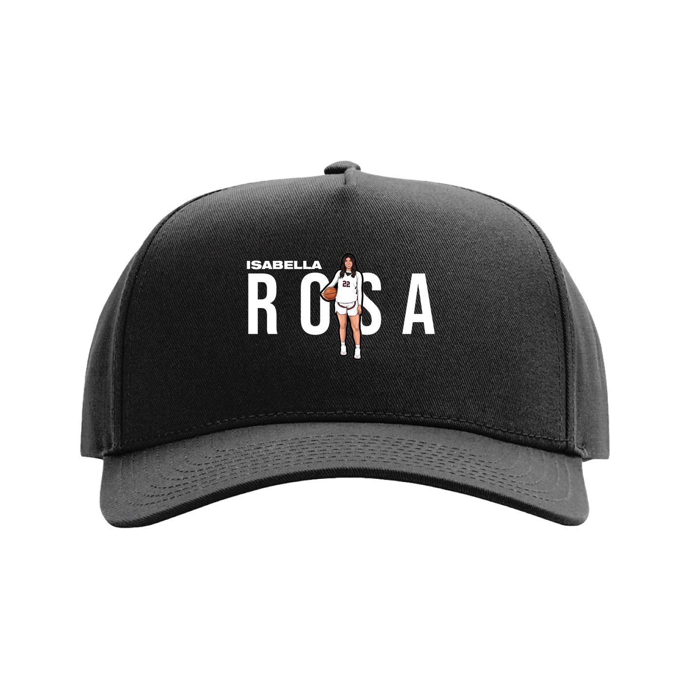 Full Fabric Five-Panel Champ Cap — Player Name in Black