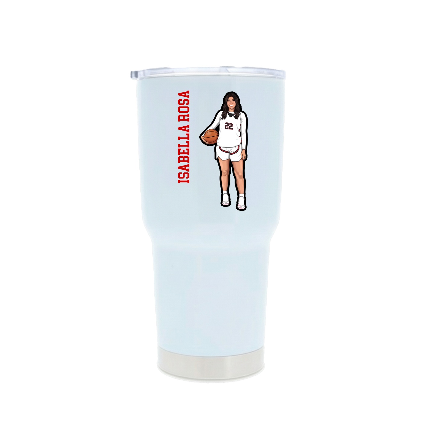 30oz Stainless Steel Tumbler — Name Vertical in White