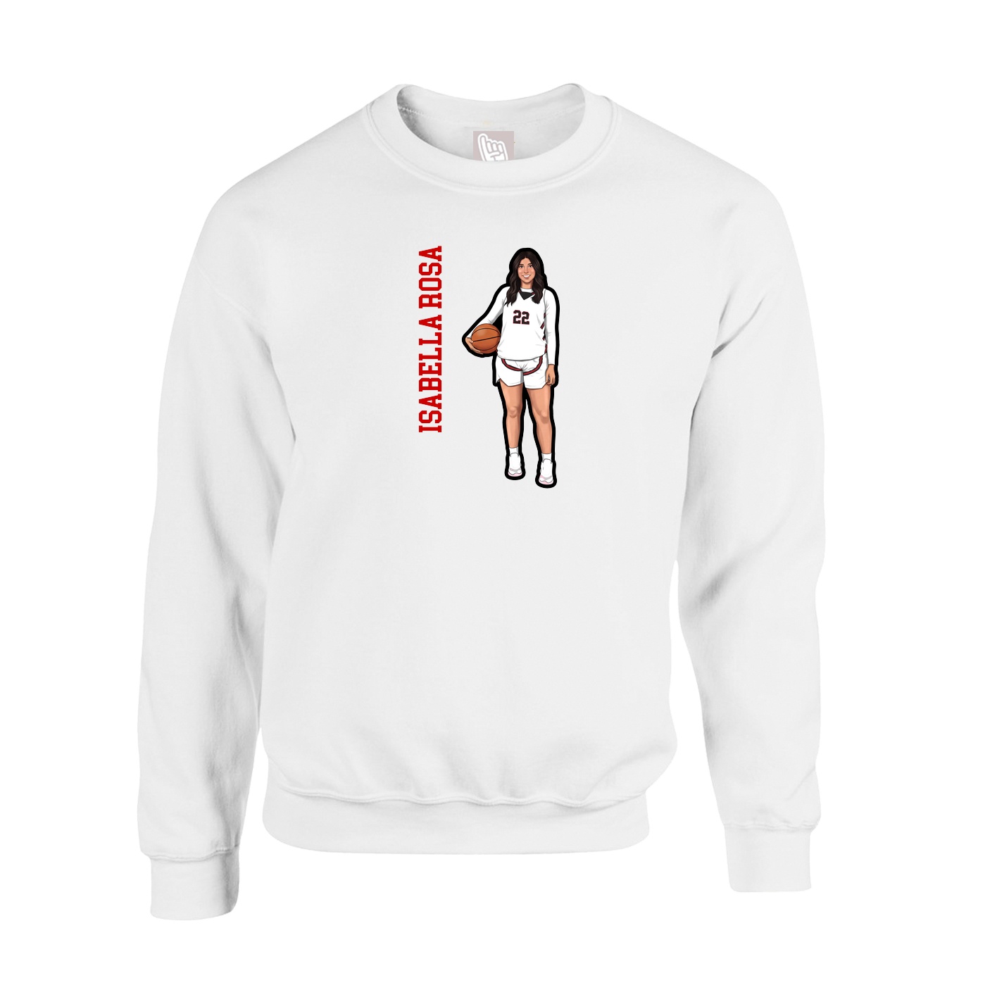Fleece Crew — Name Vertical in White