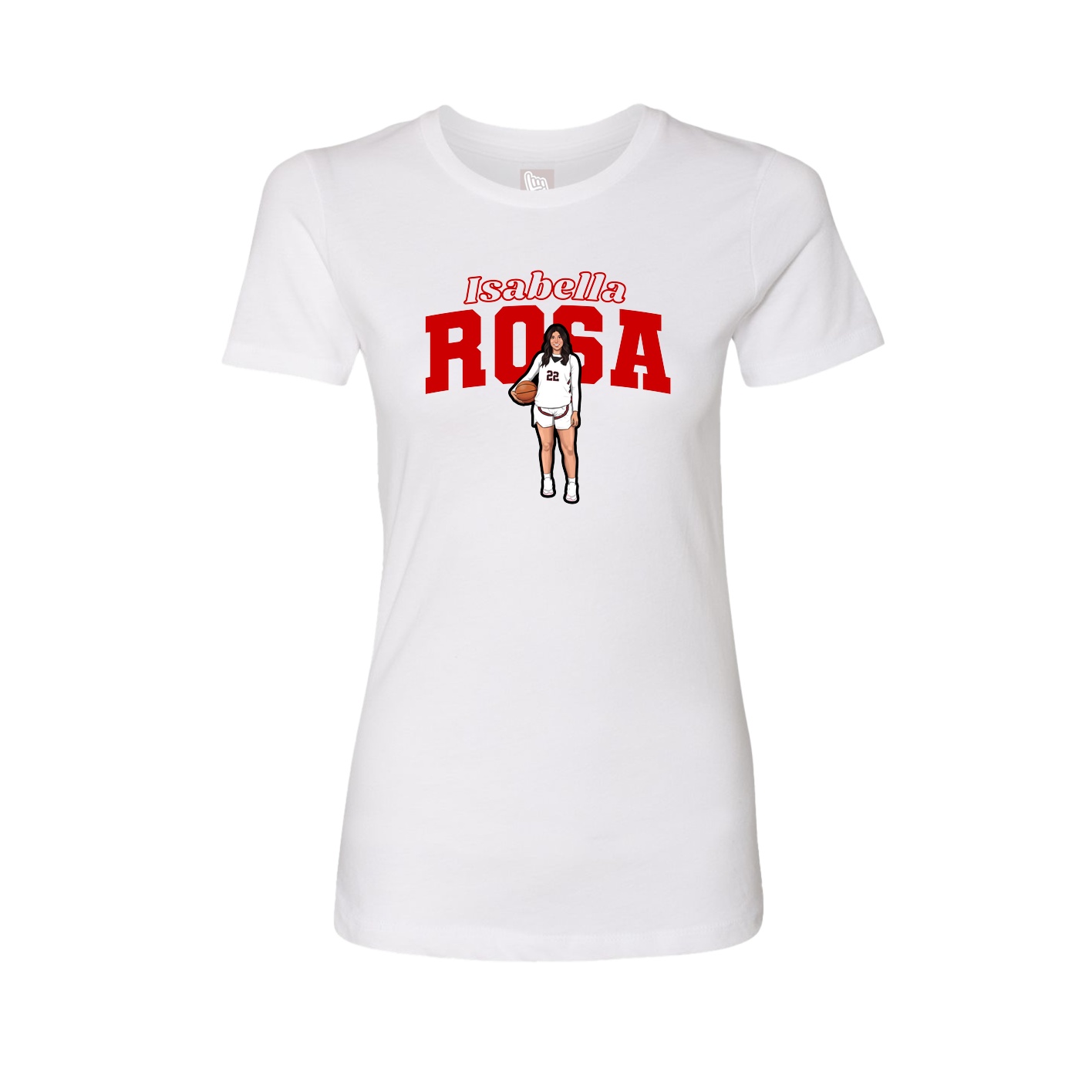 Fitted Women's Tee — Name Arch in White