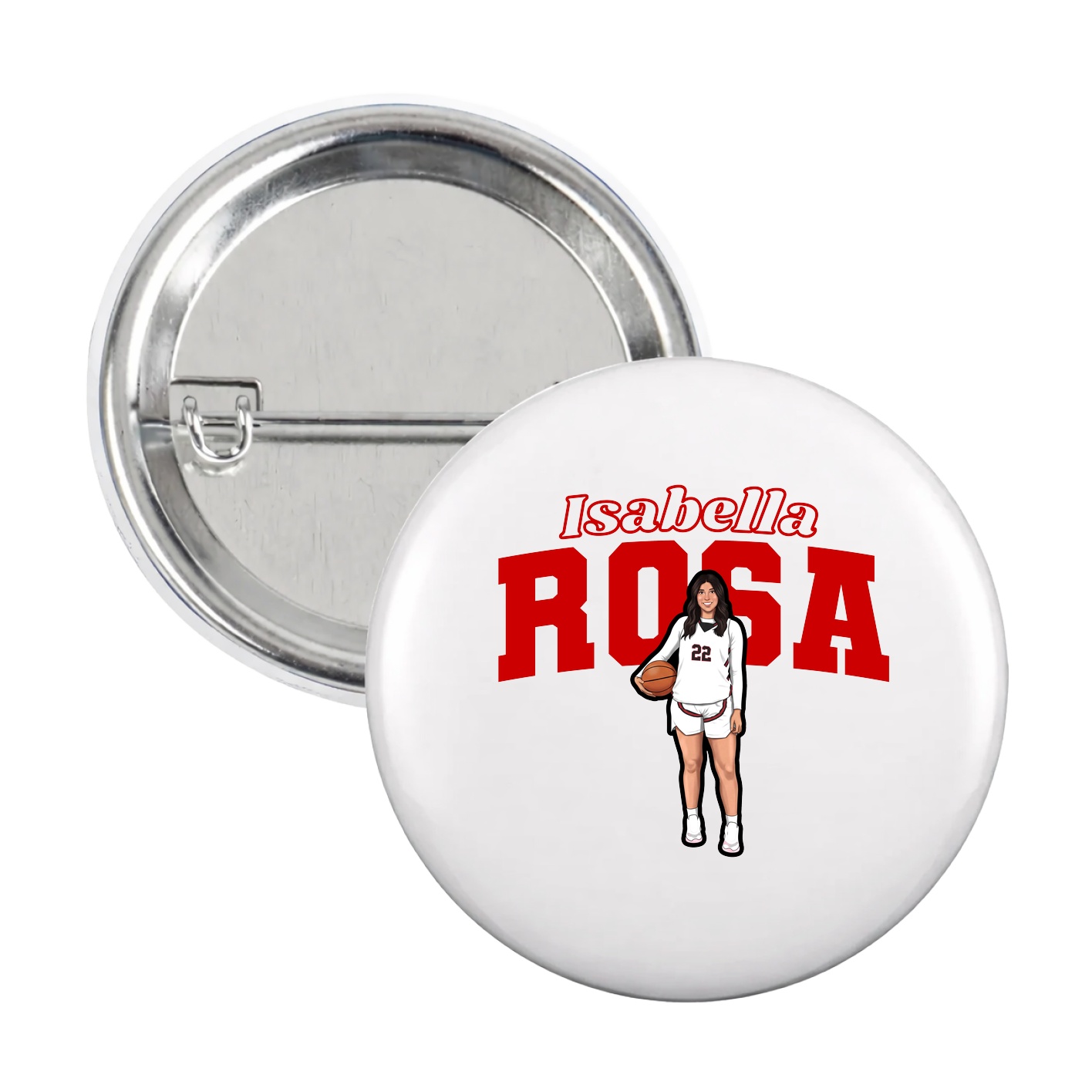 Game Day Button — Name Arch in White