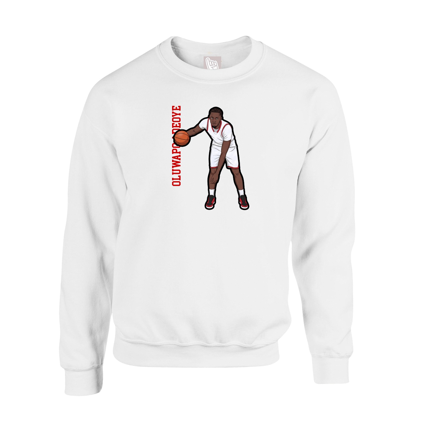 Fleece Crew — Name Vertical in White