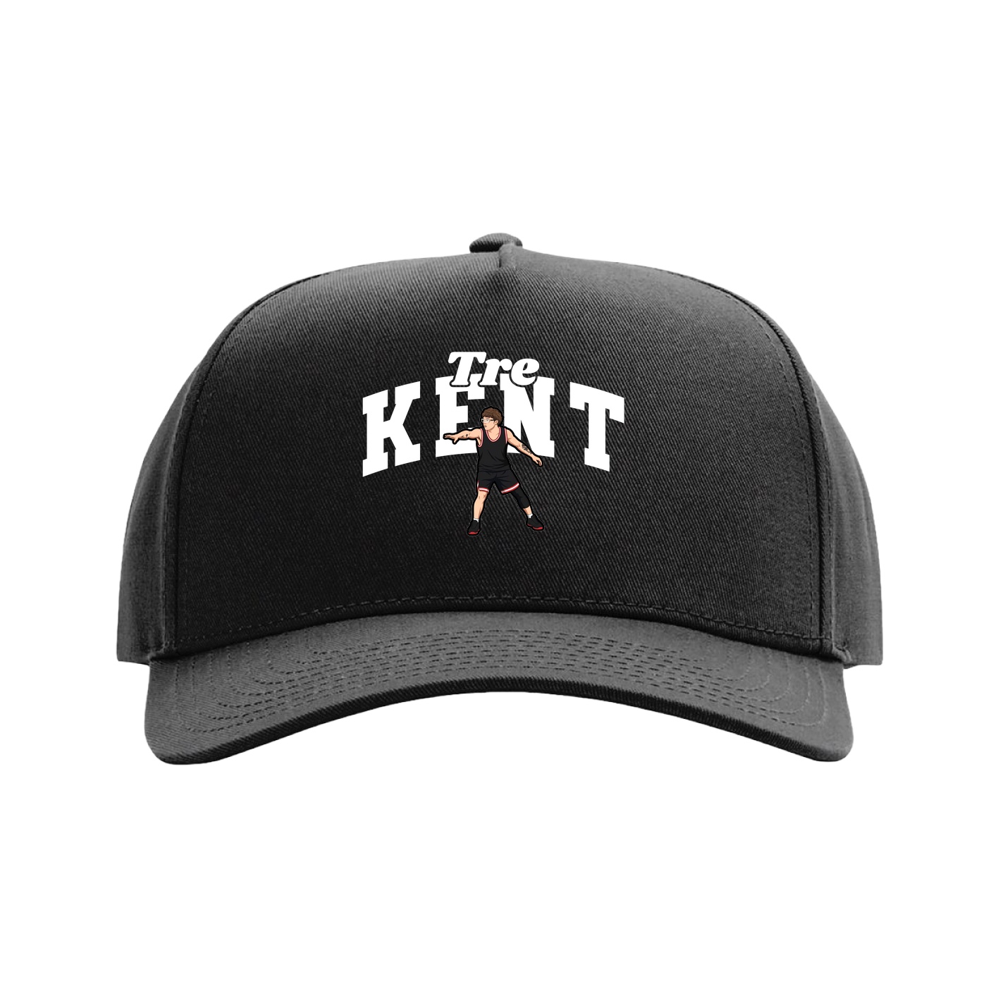 Full Fabric Five-Panel Champ Cap — Signature Arch in Black