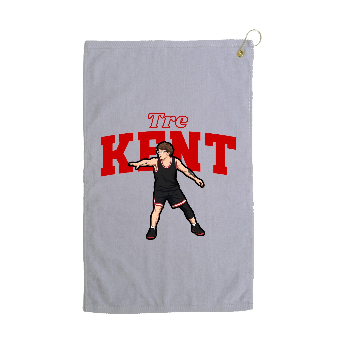 Golf Towel — Name Arch in Grey