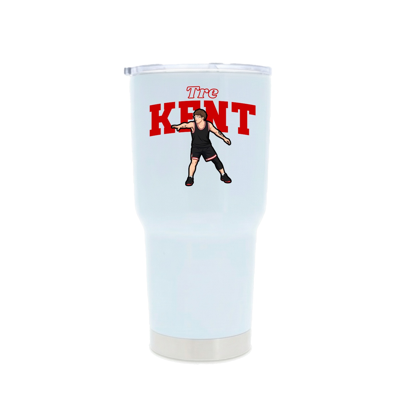 30oz Stainless Steel Tumbler — Name Arch in White