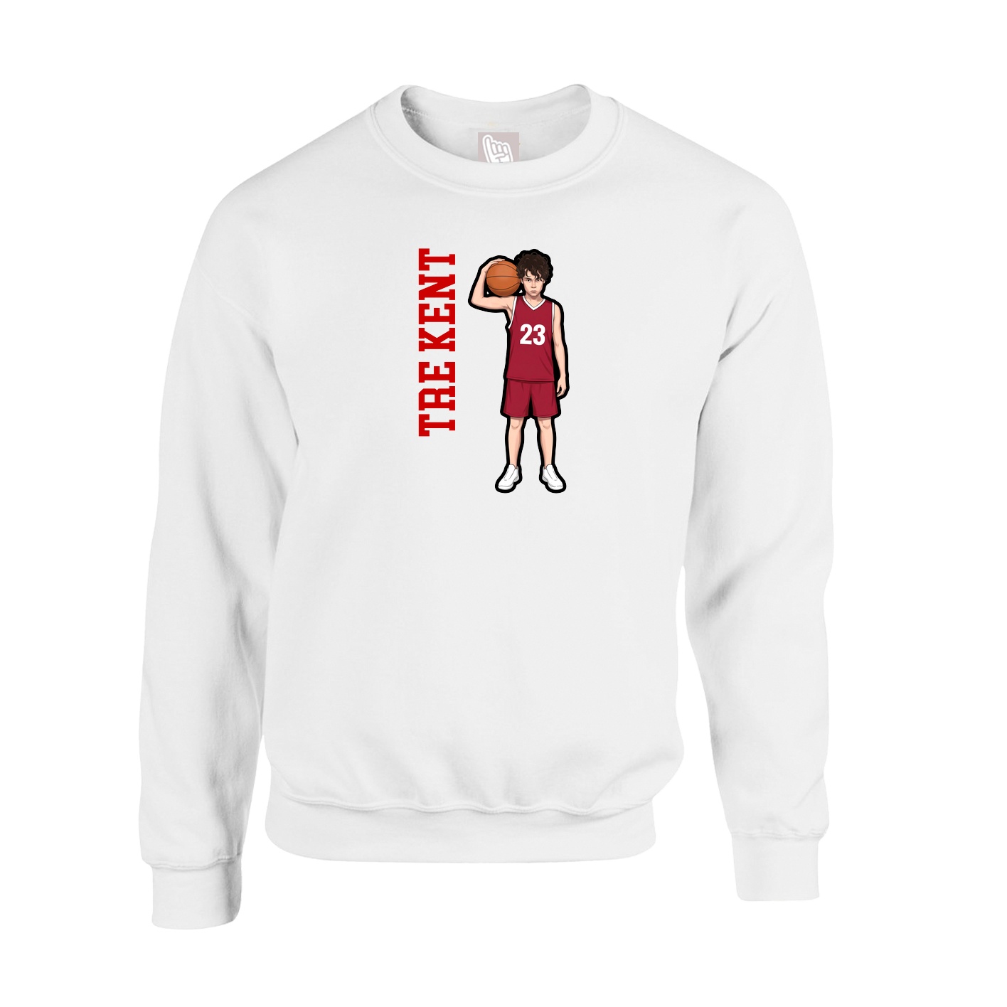 Fleece Crew — Name Vertical in White