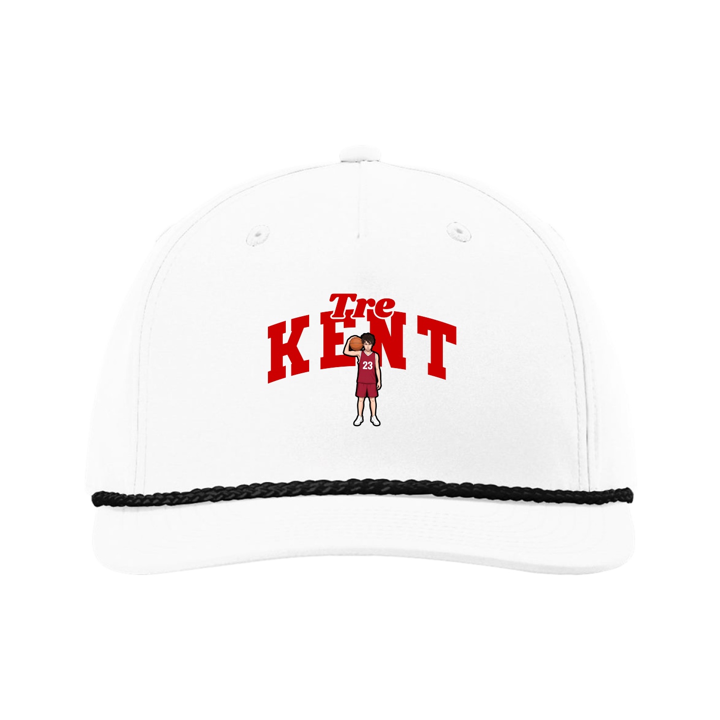 Five-Panel Classic Rope Cap — Signature Arch in White