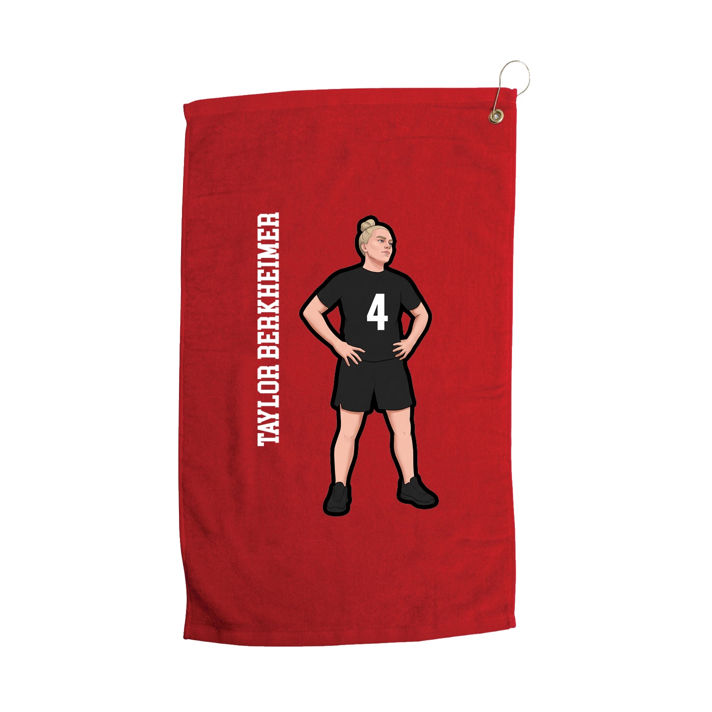 Golf Towel — Name Vertical in Red