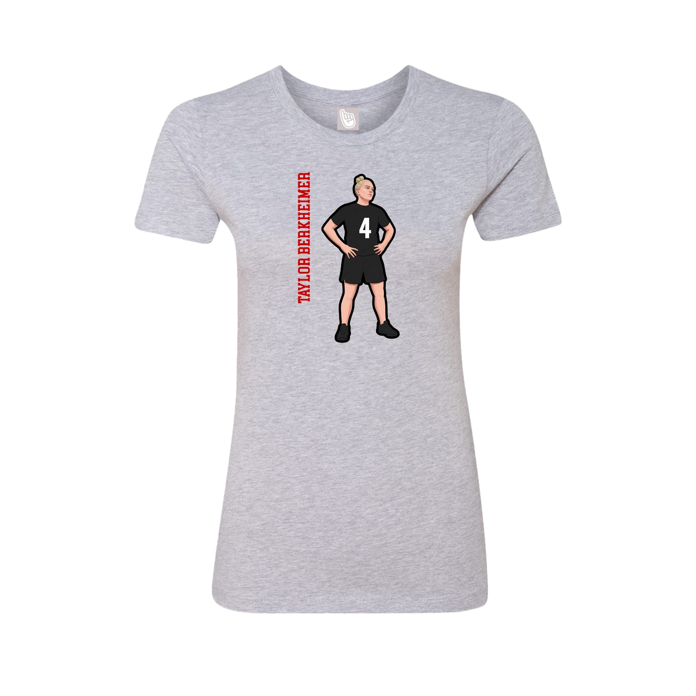 Fitted Women's Tee — Name Vertical in Grey