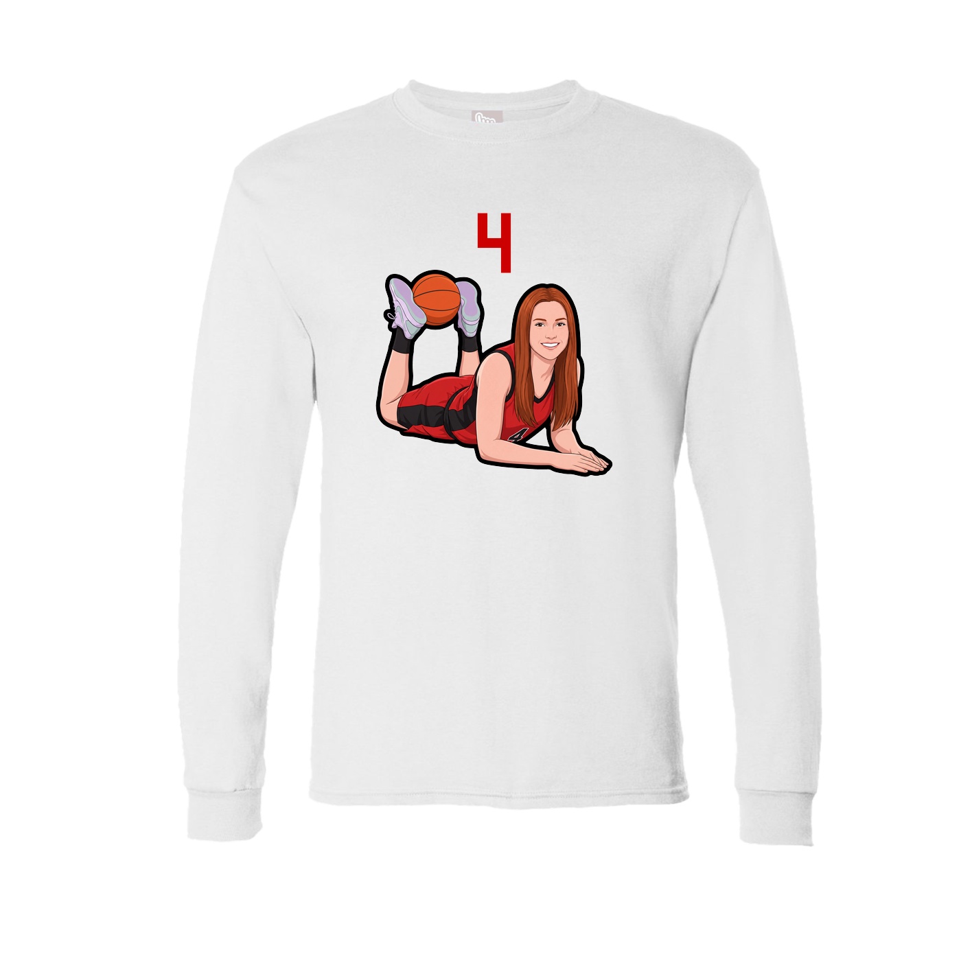 Long Sleeve Tee — Number Top in White