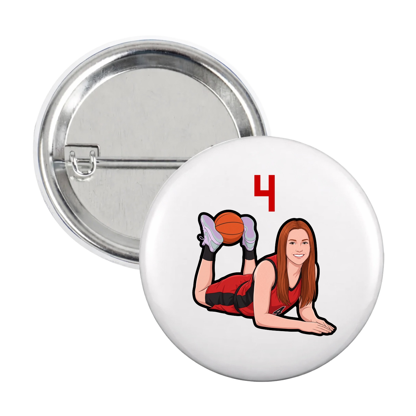 Game Day Button — Number Top in White