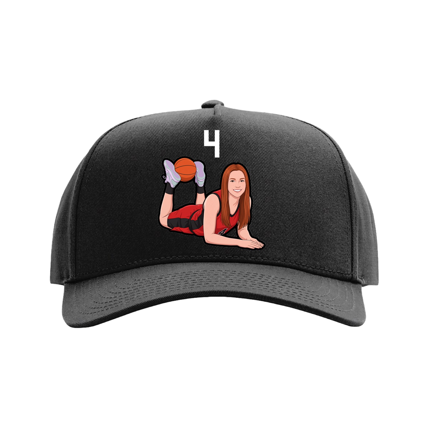 Full Fabric Five-Panel Champ Cap — Number Top in Black
