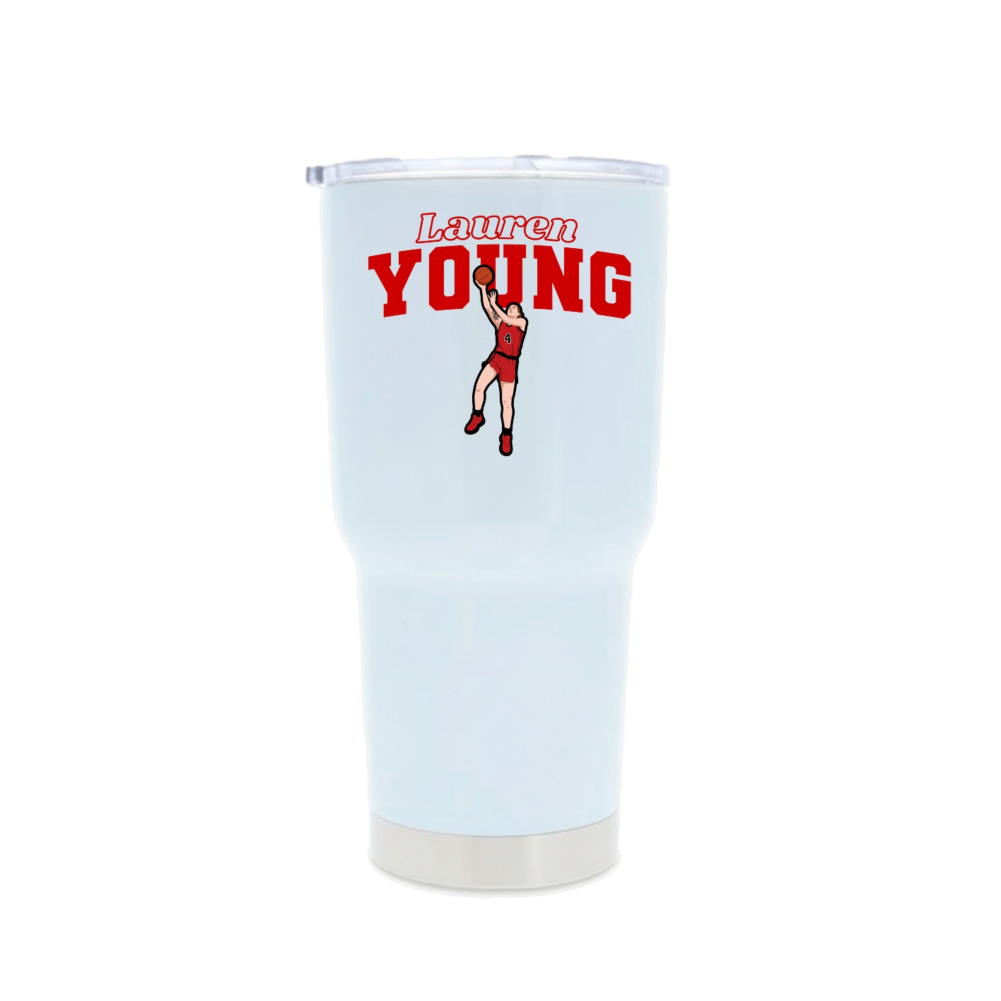 30oz Stainless Steel Tumbler — Name Arch in White