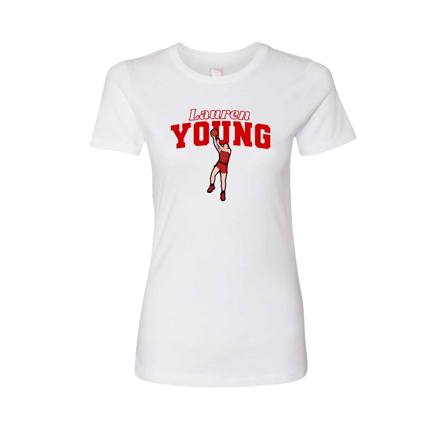 Fitted Women's Tee — Name Arch in White