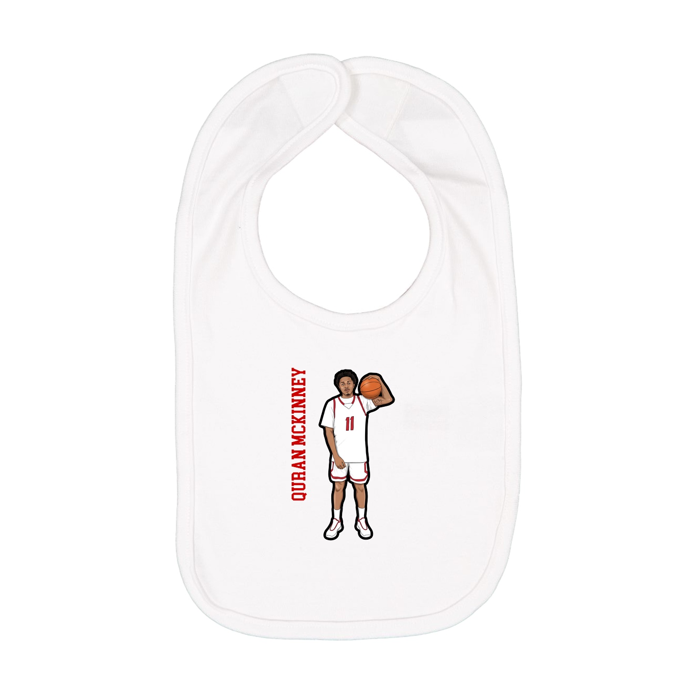Infant Bib — Name Vertical in White