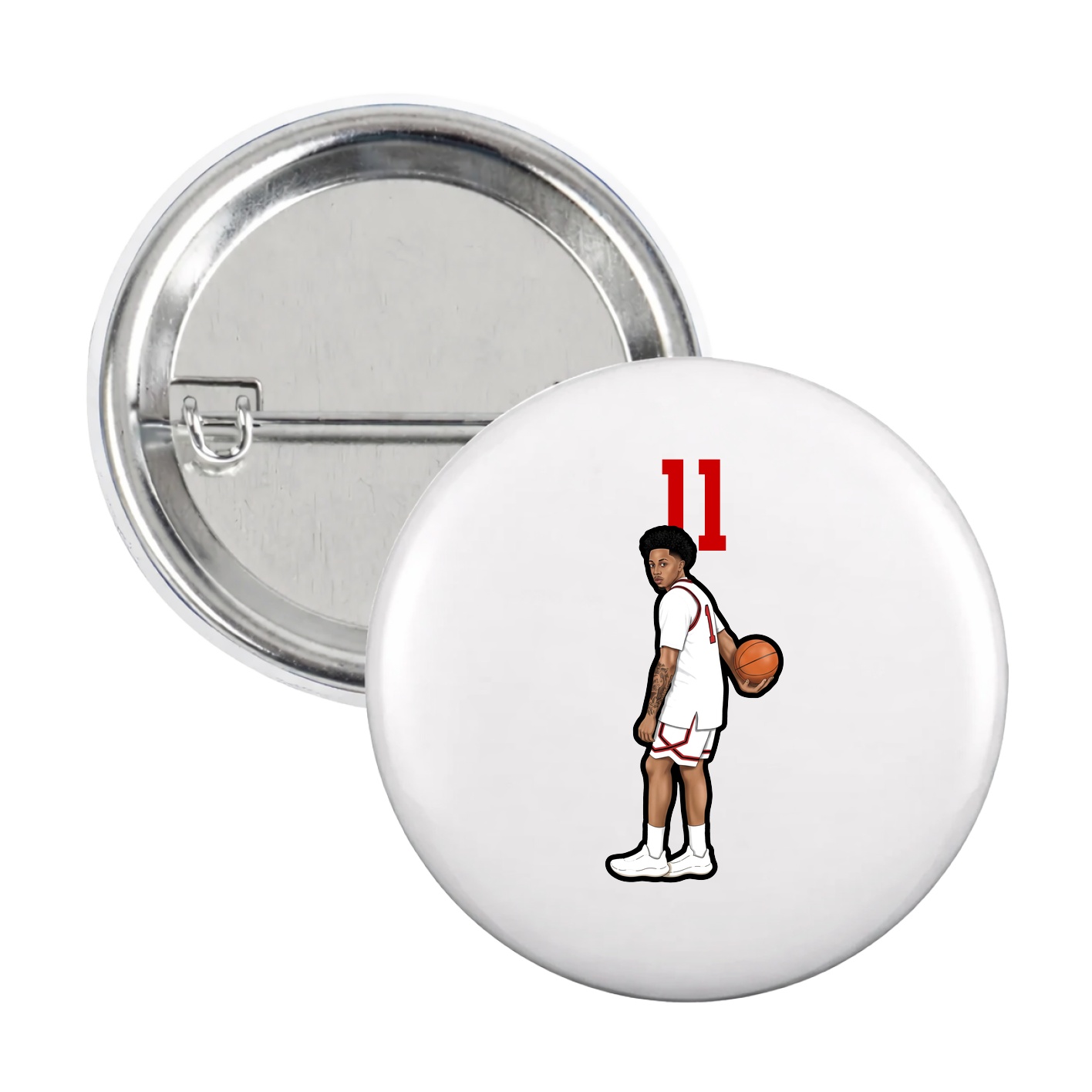 Game Day Button — Number Top in White