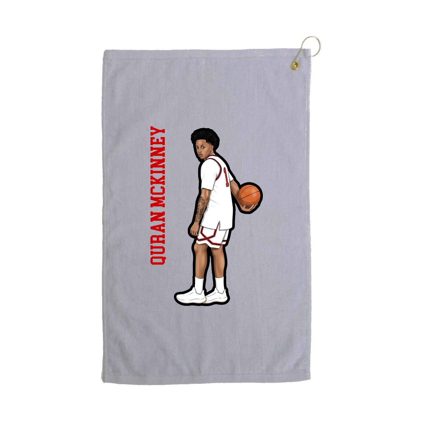 Golf Towel — Name Vertical in Grey