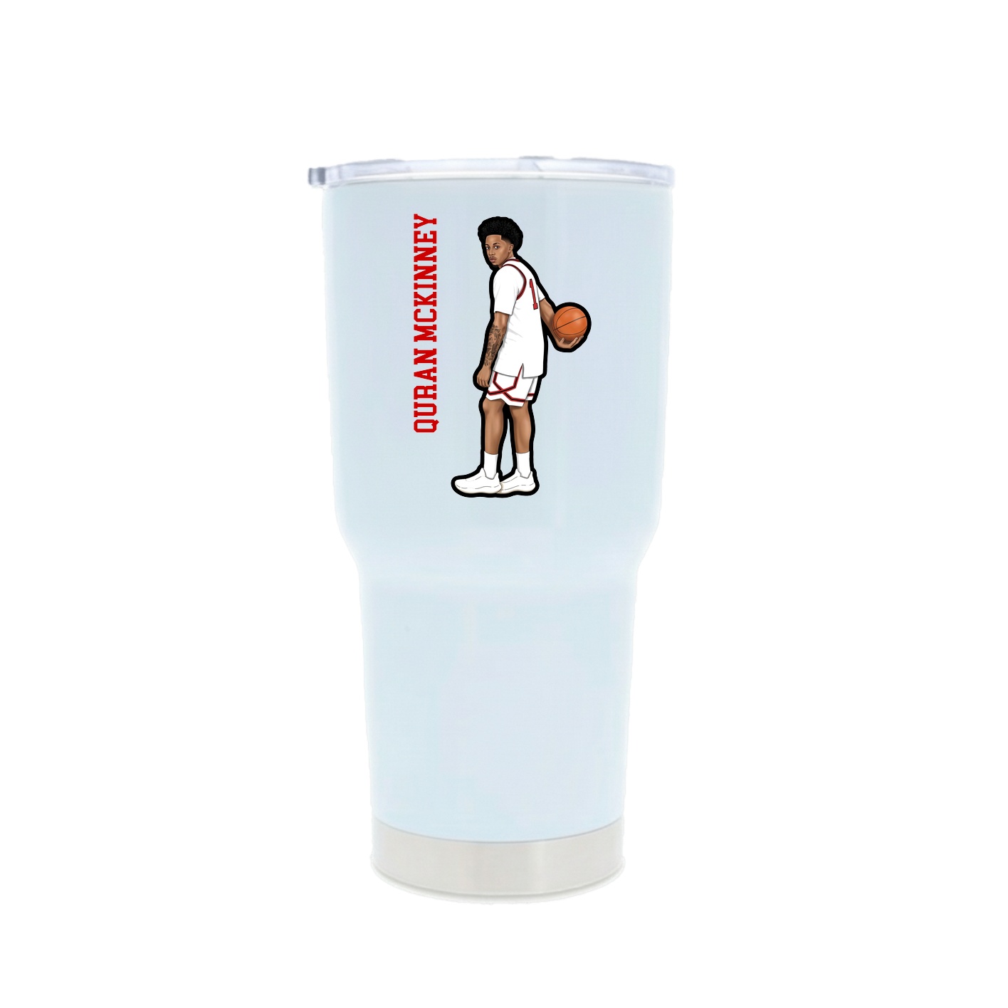 30oz Stainless Steel Tumbler — Name Vertical in White