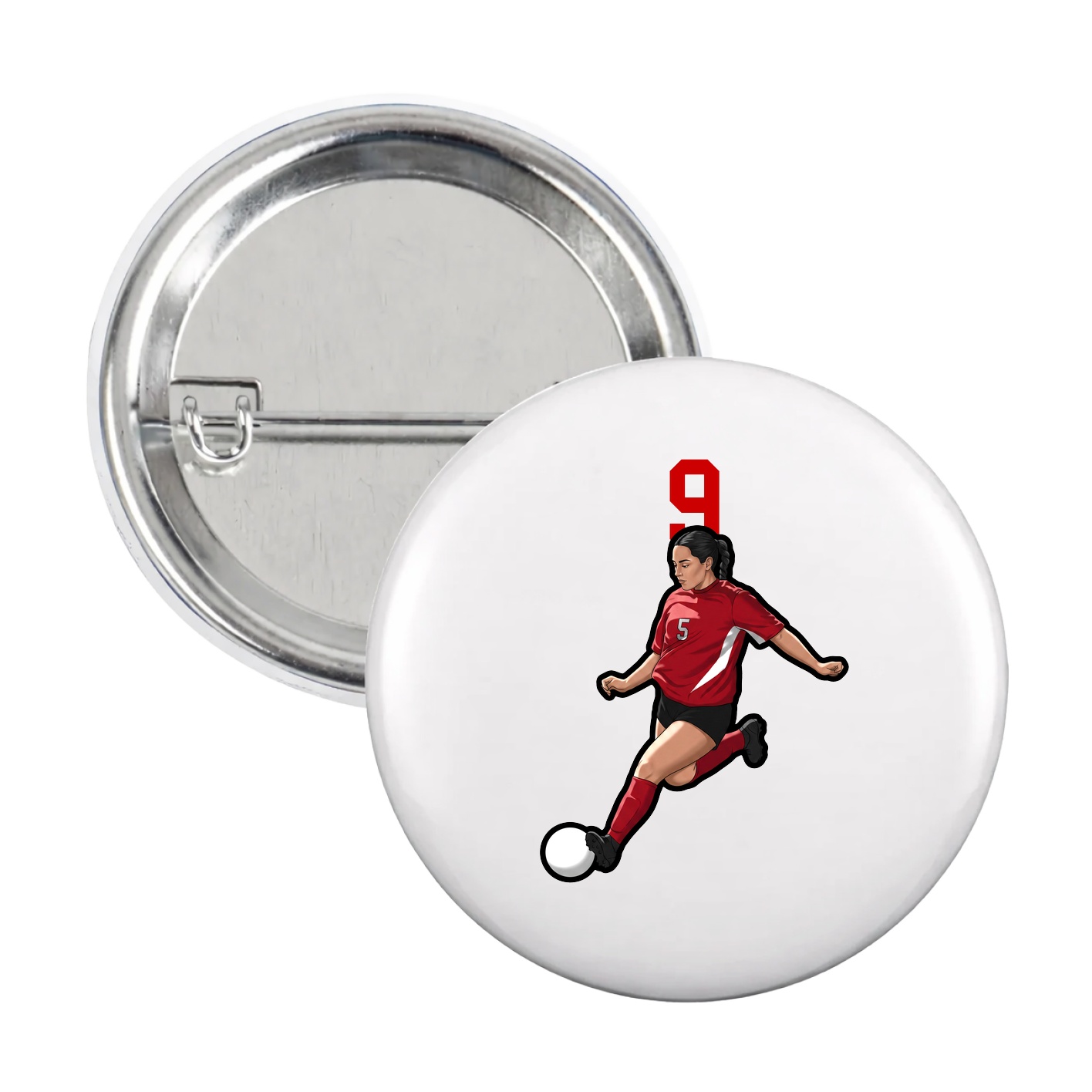 Game Day Button — Number Top in White