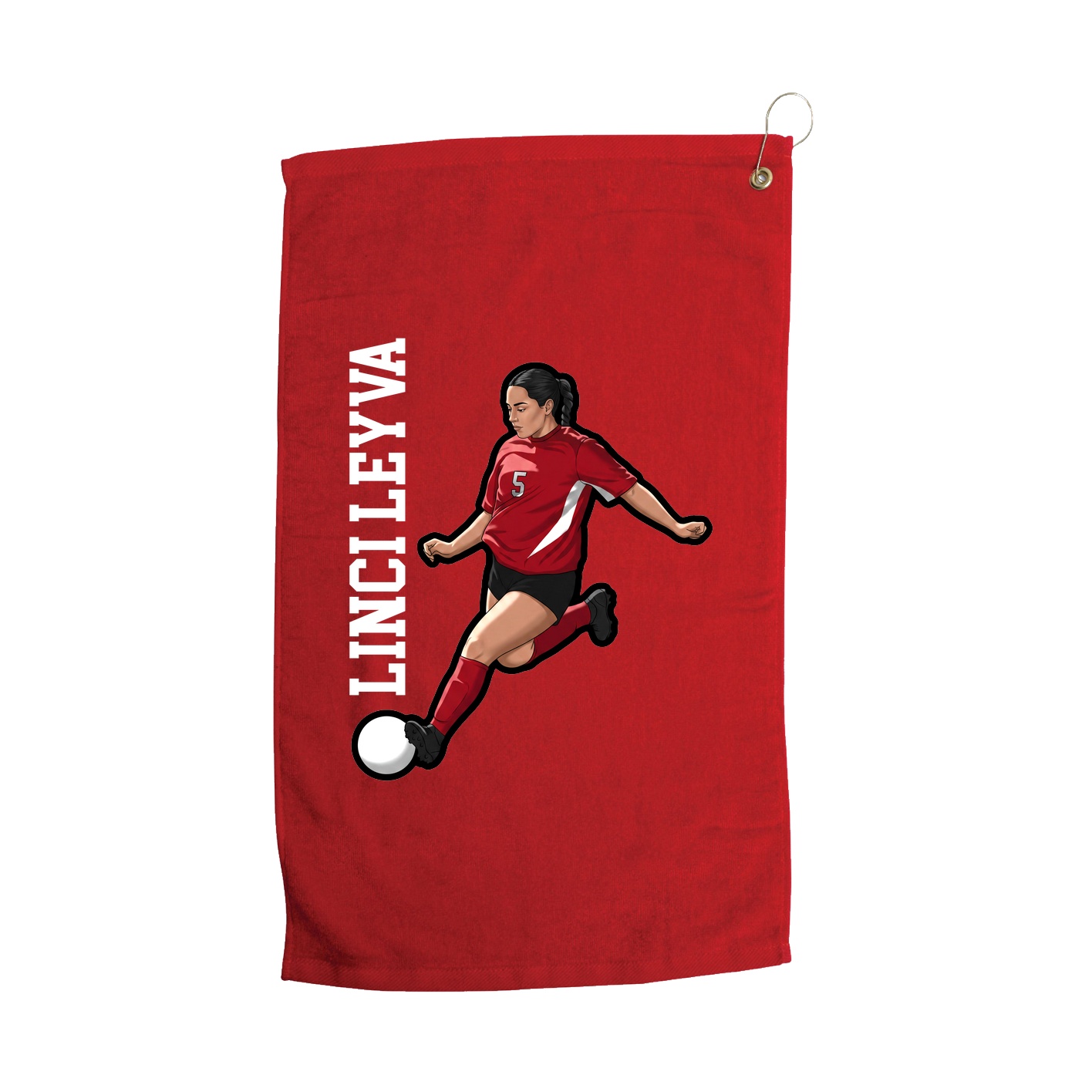 Golf Towel — Name Vertical in Red
