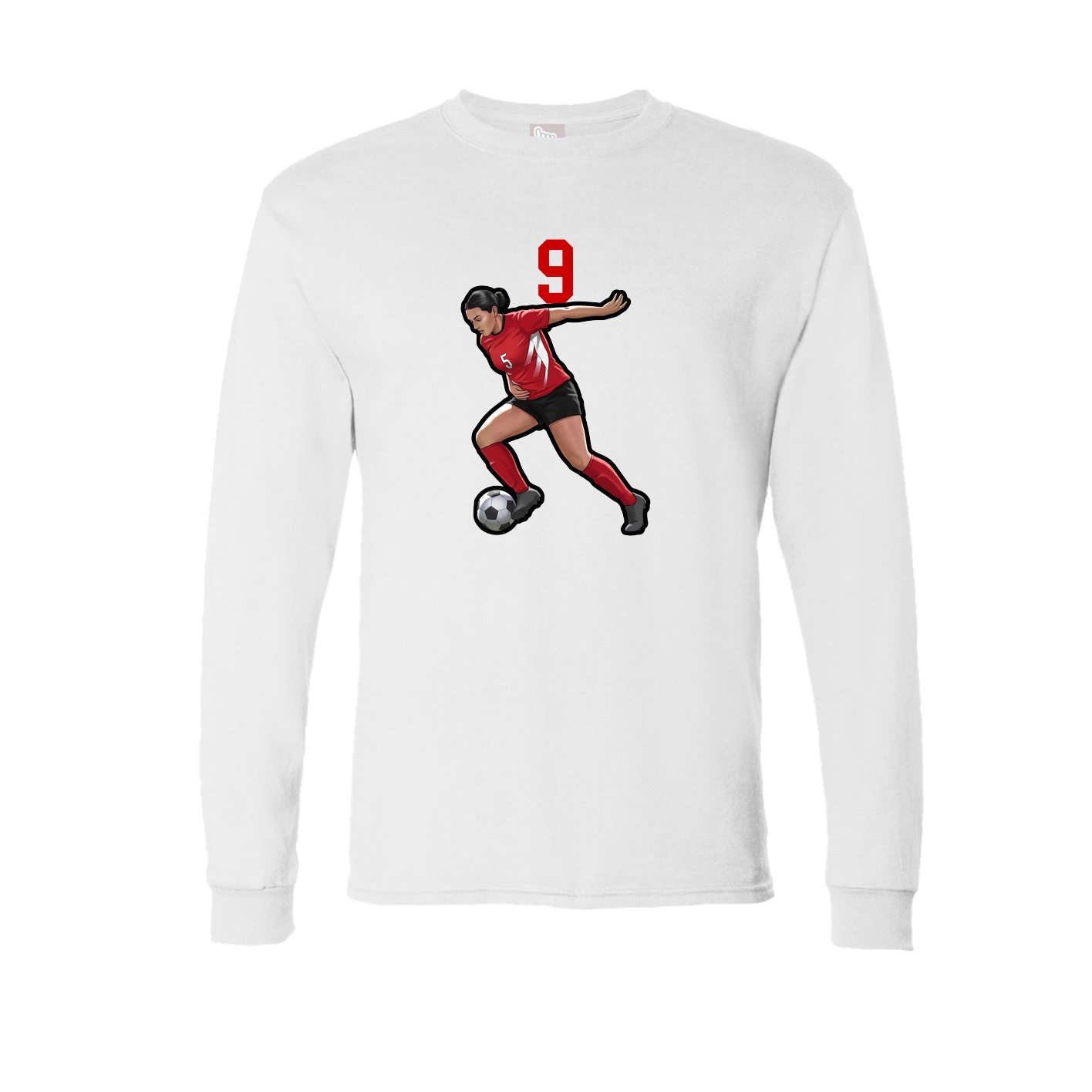 Long Sleeve Tee — Number Top in White